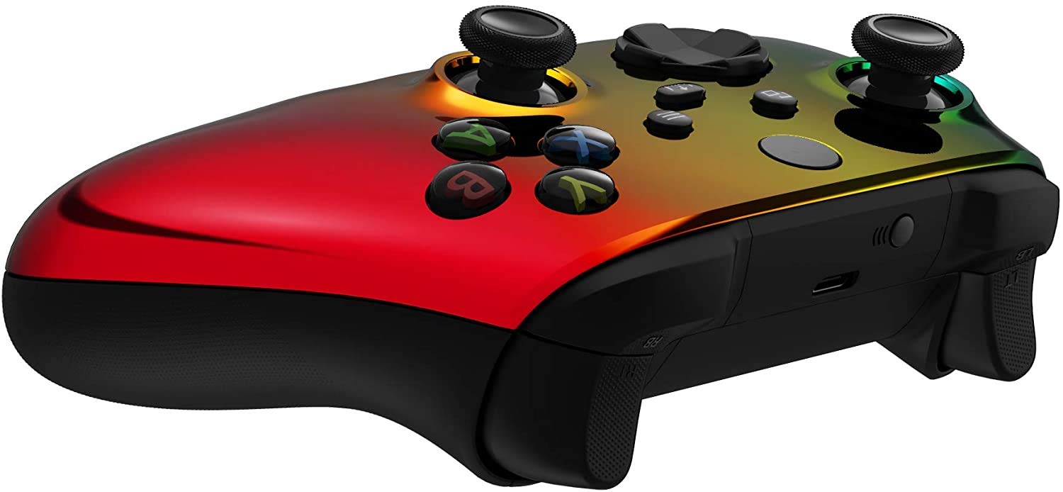 Custom Wireless Xbox Controller for Microsoft Xbox Series X/S & Xbox One - Soft Touch Grip & Rainbow Chrome Design - Perfect for Gaming, Streaming & Competitive Play