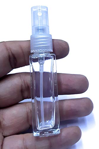 Refillable 10ml Empty Glass Spray Bottles for Toner, Perfume, Essential Oils & Aromatic Water - Clear Square Travel Size (Set of 6) | Perfect for DIY Skincare, Fragrance Mixing & Aromatherapy