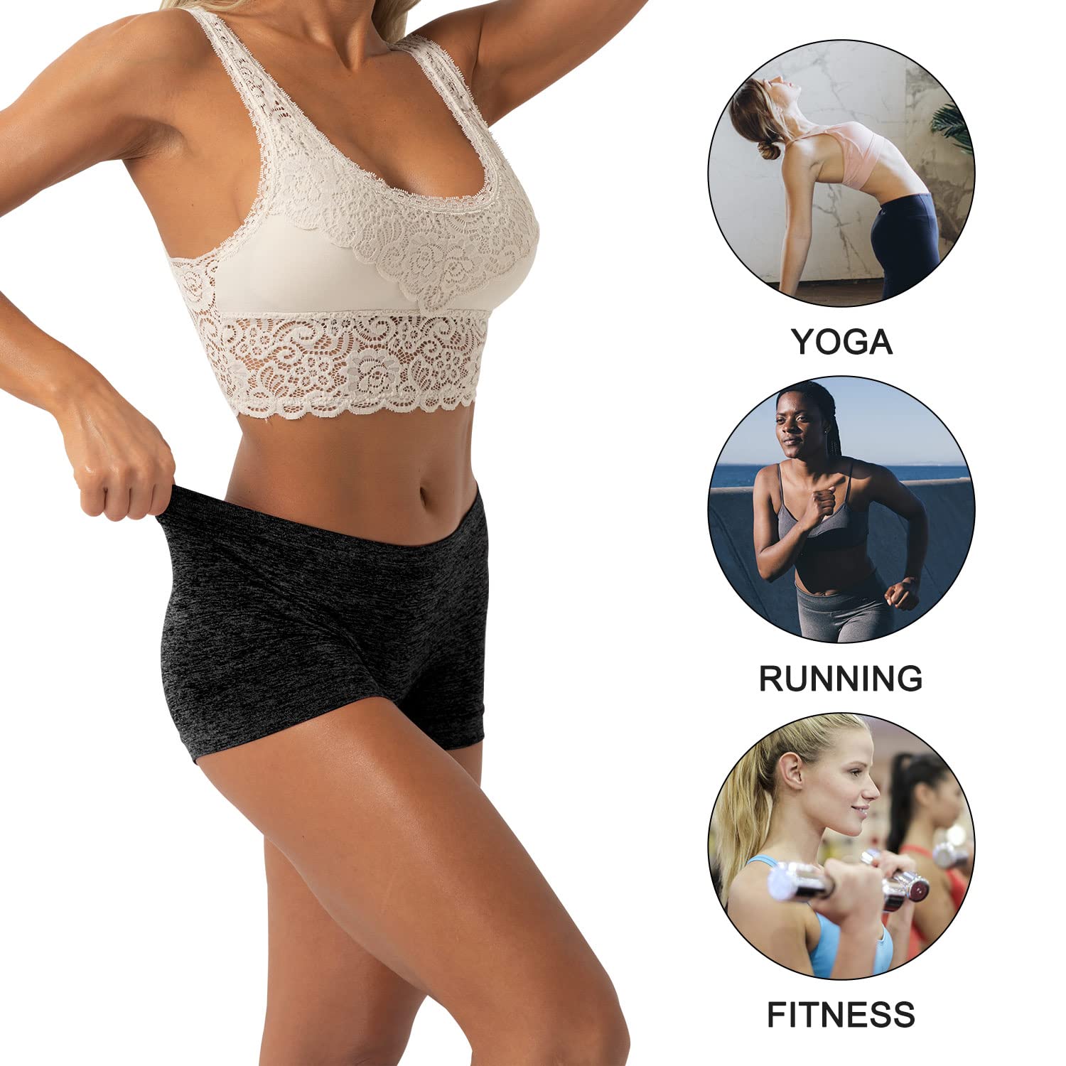 R RUXIA Women's Seamless Boy Shorts Underwear - Soft Stretch Cotton Boxer Briefs Panties (5-Pack, Regular & Plus Size) for Yoga, Sleep & Everyday Comfort