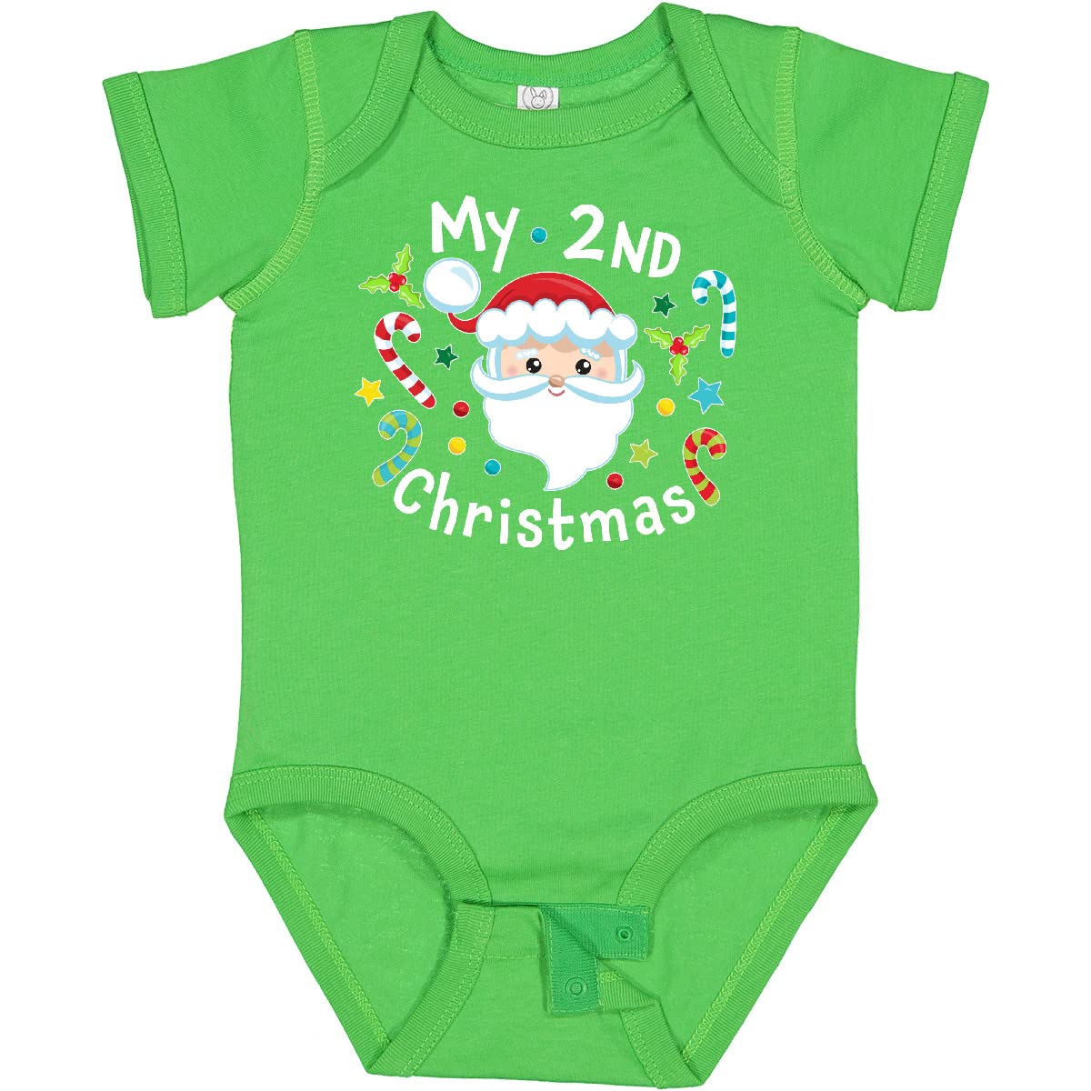 Inktastic My 2nd Christmas Santa with Candy Canes Baby Bodysuit - Cute Holiday Outfit for Infants & Toddlers - Perfect for Christmas Photos, Family Gatherings & Festive Celebrations