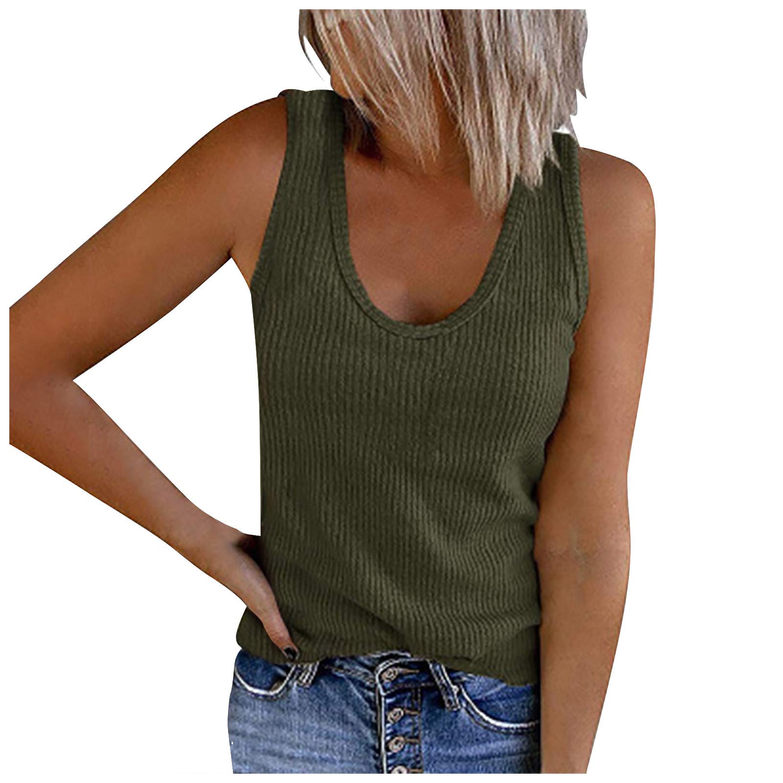 Women's Sleeveless Tank Top - Casual Summer Solid Tunic Cami Top | Breathable Flowy Shirt for Beach, Gym & Everyday Wear