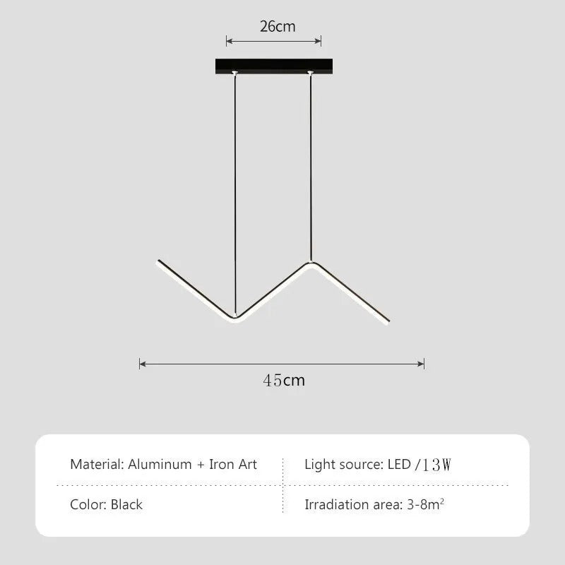 Nordic Modern Pendant Light - Art Line LED Hanging Lamp for Dining Room, Kitchen Island, Bedroom & Living Room Decor
