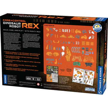 Code+Control Dinosaur Robot: REX - Interactive STEM Toy for Kids | Remote Control Dinosaur with Walking & Roaring Features | Perfect for Educational Play & Birthday Gifts
