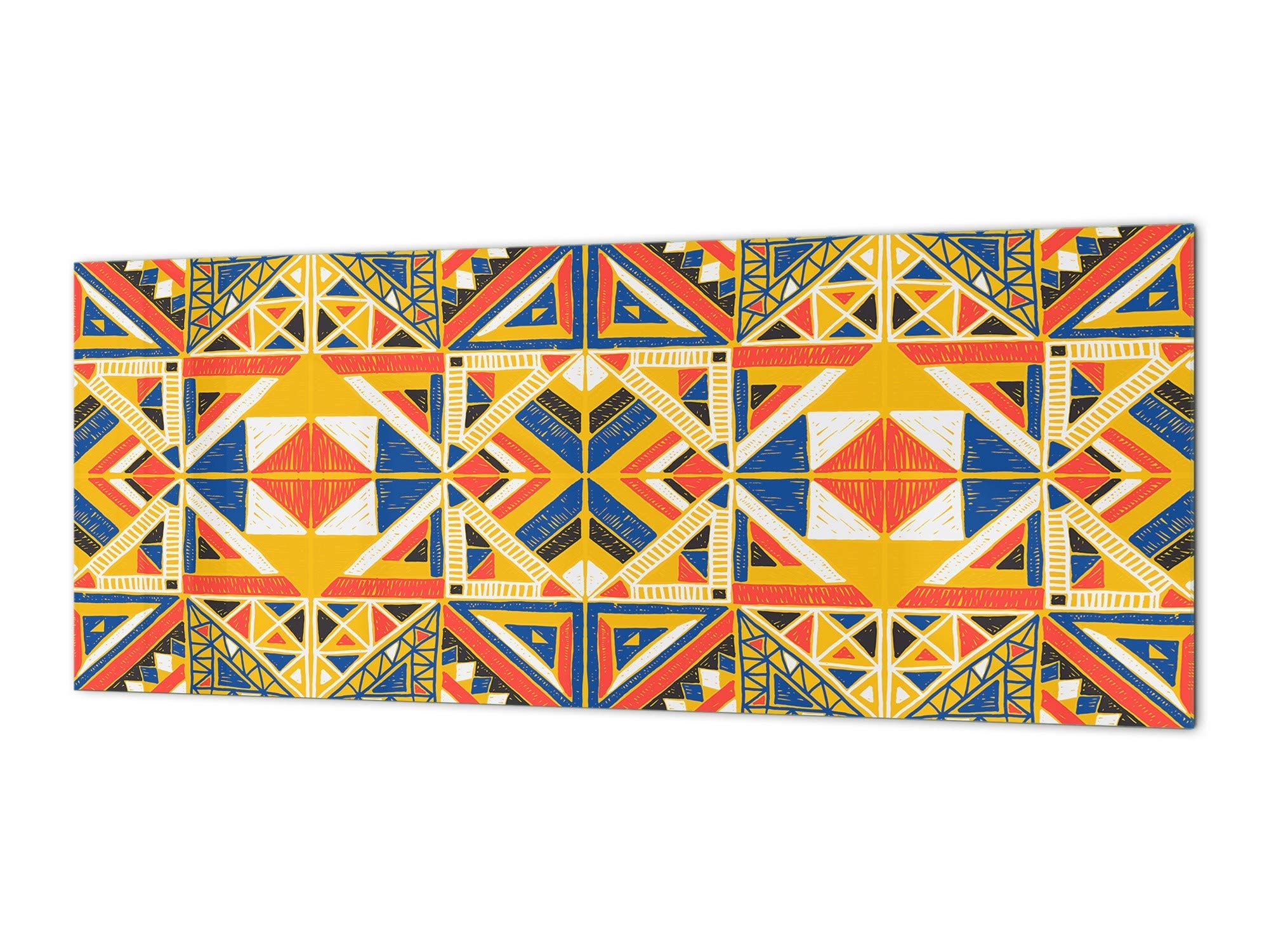 Modern Tempered Glass Splashback for Kitchen - Tribal & Patterns Design (BBS09) | Durable & Stylish Backsplash for Home & Restaurant Use