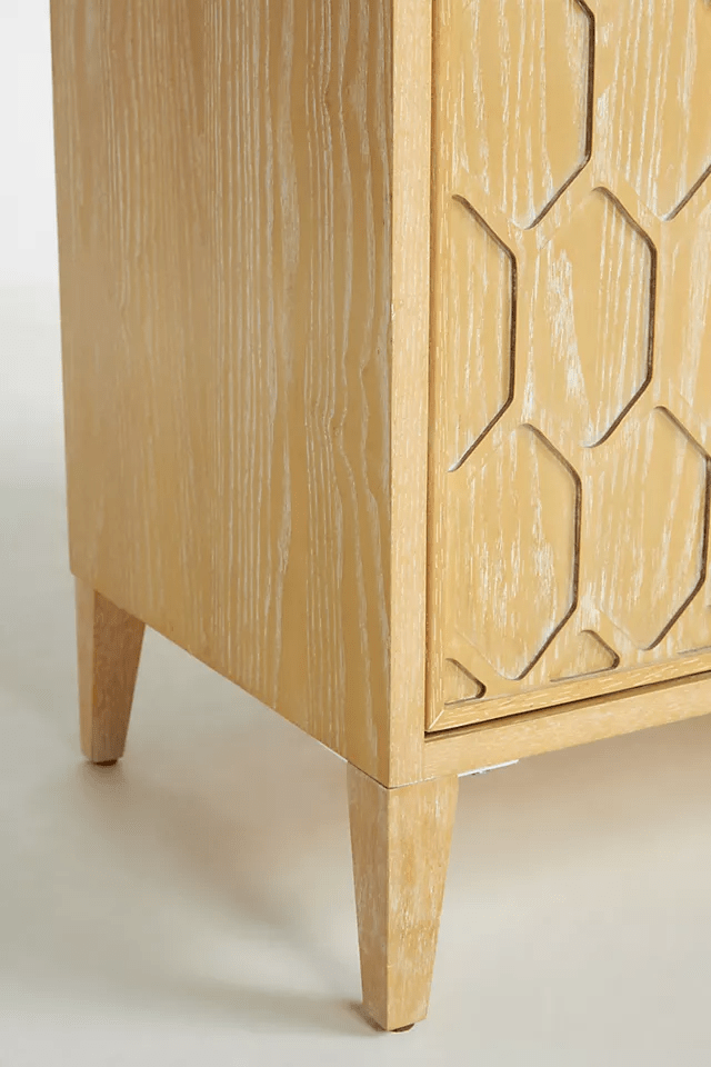 Hand Carved Textured Trellis Entryway Cabinet - Solid Wood Storage Furniture for Hallway, Foyer & Living Room Organization | Rustic Home Decor