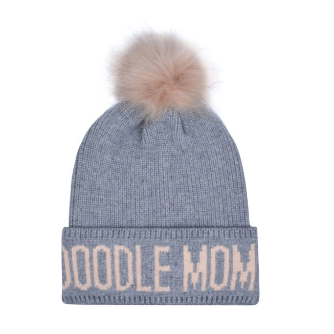 Trendy Doodle Mom Pompom Knit Beanie - Winter Warm Cute Hat for Women - Perfect for Cold Weather, Outdoor Activities & Fashion Accessories