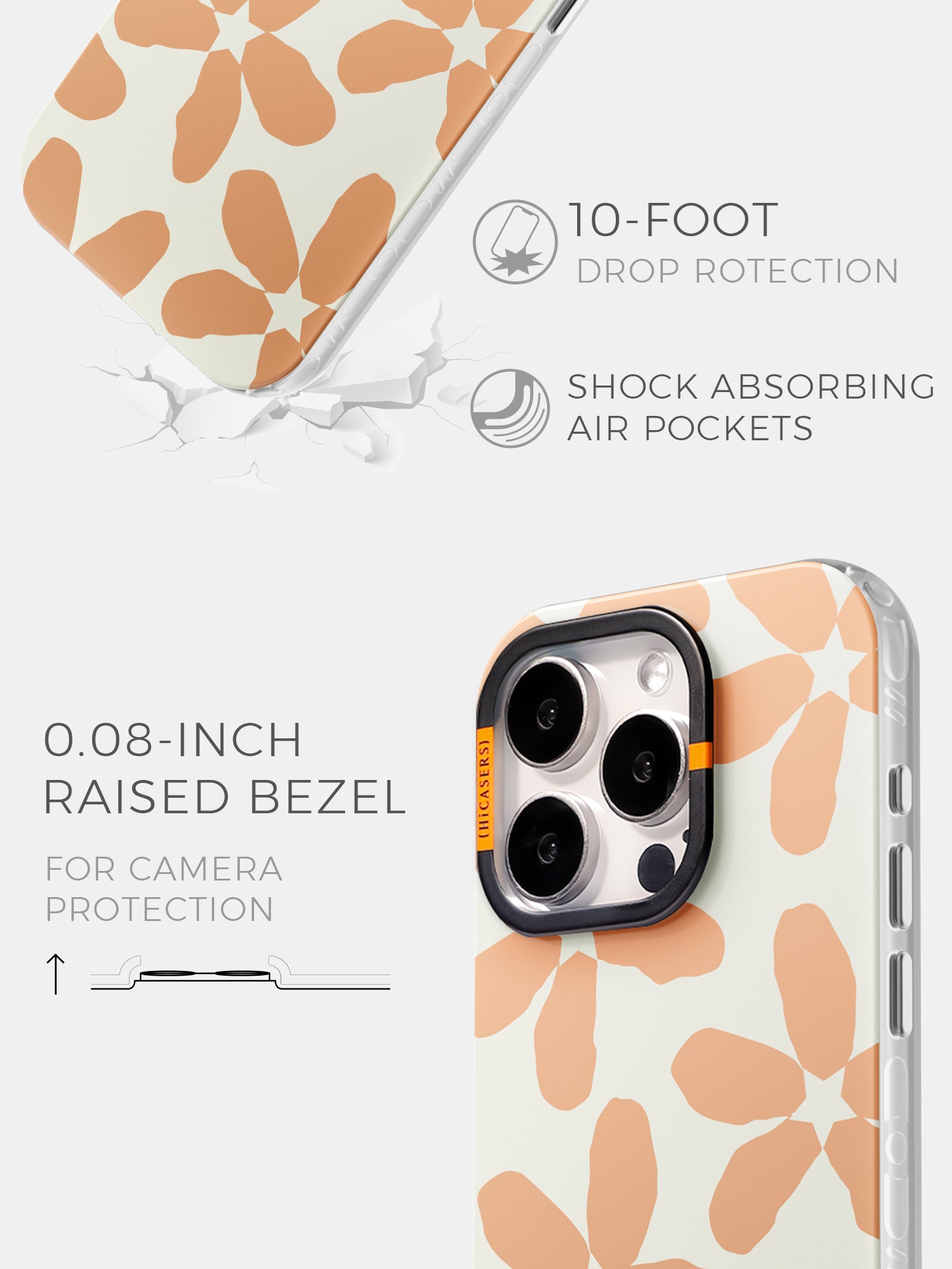 Starry Blossom Orange Phone Case - Cute Floral Design Protective Cover for iPhone & Samsung - Perfect for Everyday Use, Travel & Gifting