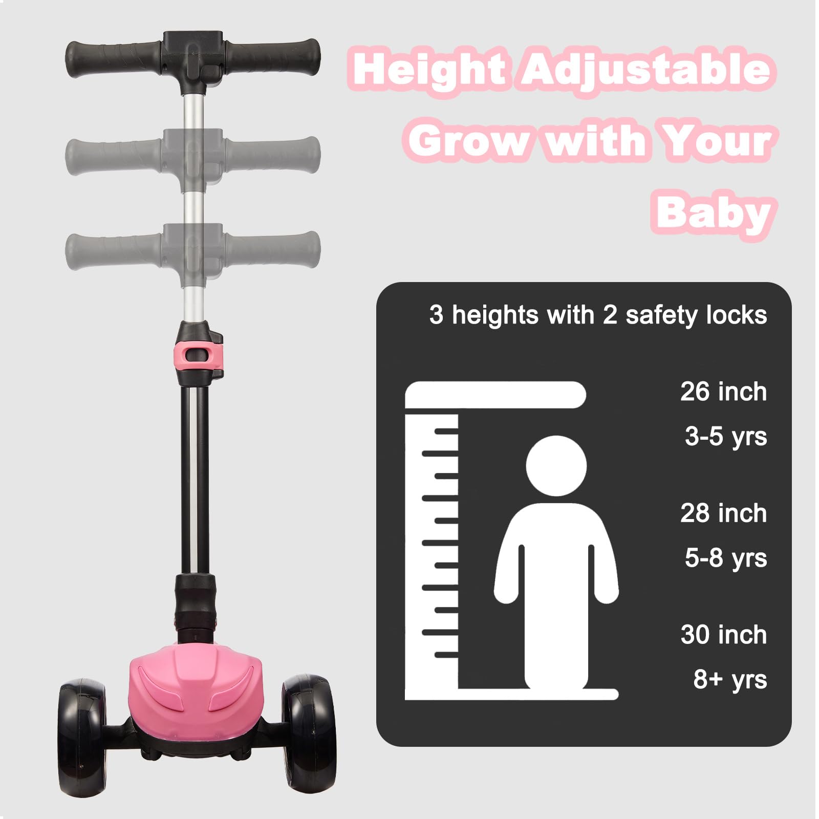 Best 3 Wheel Electric Scooter for Kids Ages 3-12 - Foldable Design with LCD Display, Colorful LED Lights & Adjustable Height - Safe 5Mph Speed & Long Battery Life - Perfect for Neighborhood Rides, Park Adventures & Learning Balance