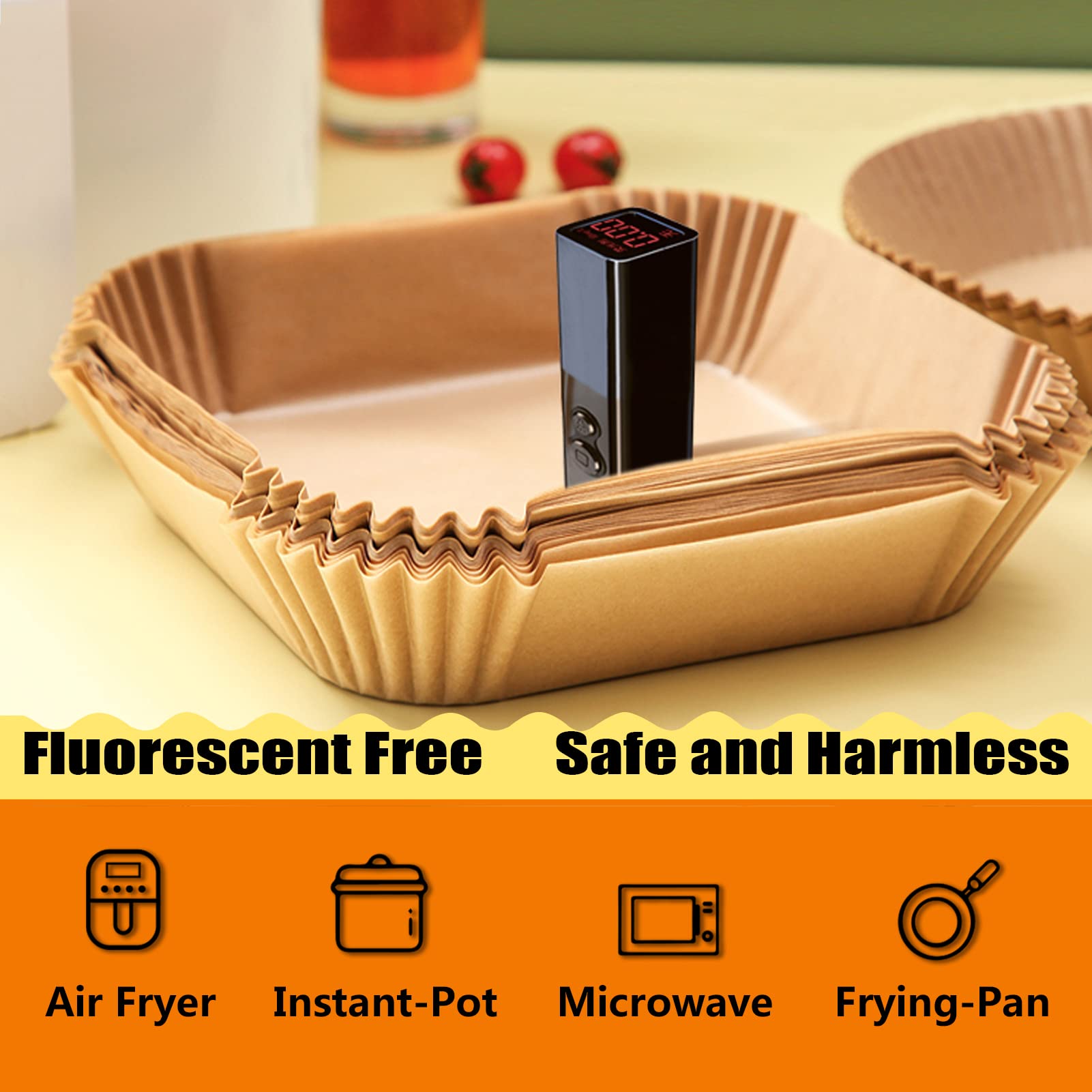 10 Inch Large Air Fryer Disposable Paper Liners - 100PCS Non-Stick Parchment Paper Pads, Oil Resistant & Waterproof Baking Sheets for Roasting, Microwaving - Perfect for Air Fryers, Toaster Ovens & Meal Prep