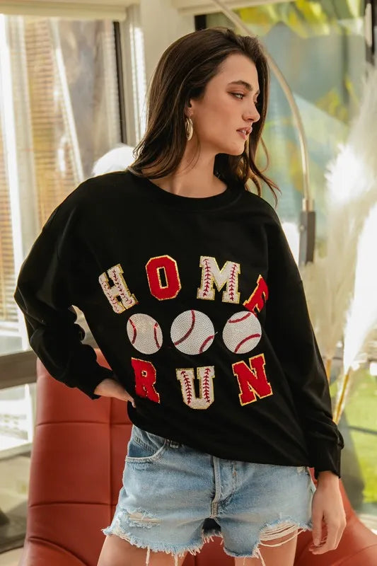 BiBi Baseballs Homerun Patches French Terry Sweatpants - Soft & Comfortable Baseball-Themed Lounge Pants for Men & Women - Perfect for Casual Wear, Sports Events, and Relaxing at Home