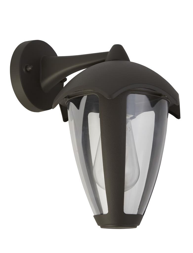 BLUEBELL OUTDOOR WALL LIGHT - Grey Metal & Clear Polycarbonate Sconce - Weatherproof Exterior Lighting for Porch, Patio, Garden & Entryway