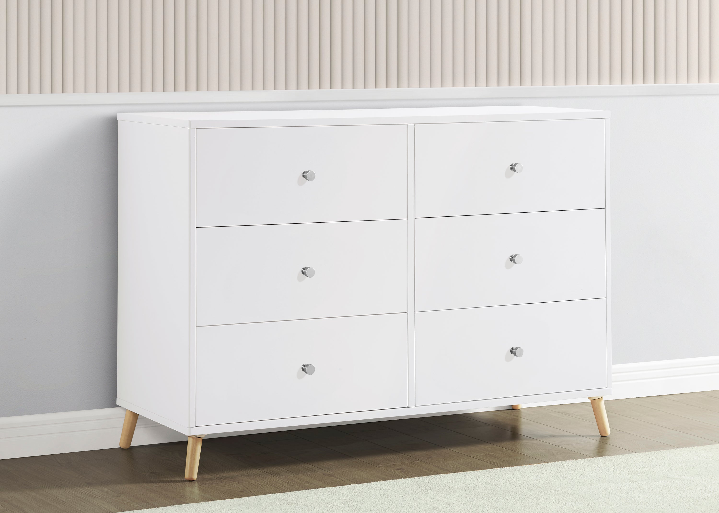 Jordan 6-Drawer Dresser with Interlocking Drawers - Sturdy Bedroom Storage Organizer for Clothes, Linens & Accessories - Perfect for Master Bedroom, Guest Room & Dormitory