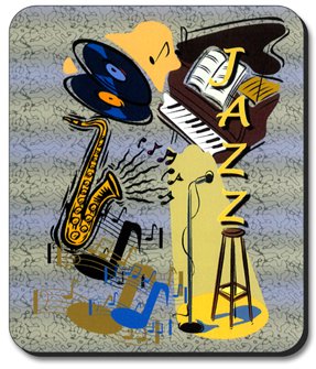 Jazz-Themed Art Plates Mouse Pad - Non-Slip Gaming & Office Desk Mat for Computers, Laptops - Perfect for Music Lovers, Jazz Enthusiasts & Creative Workspaces
