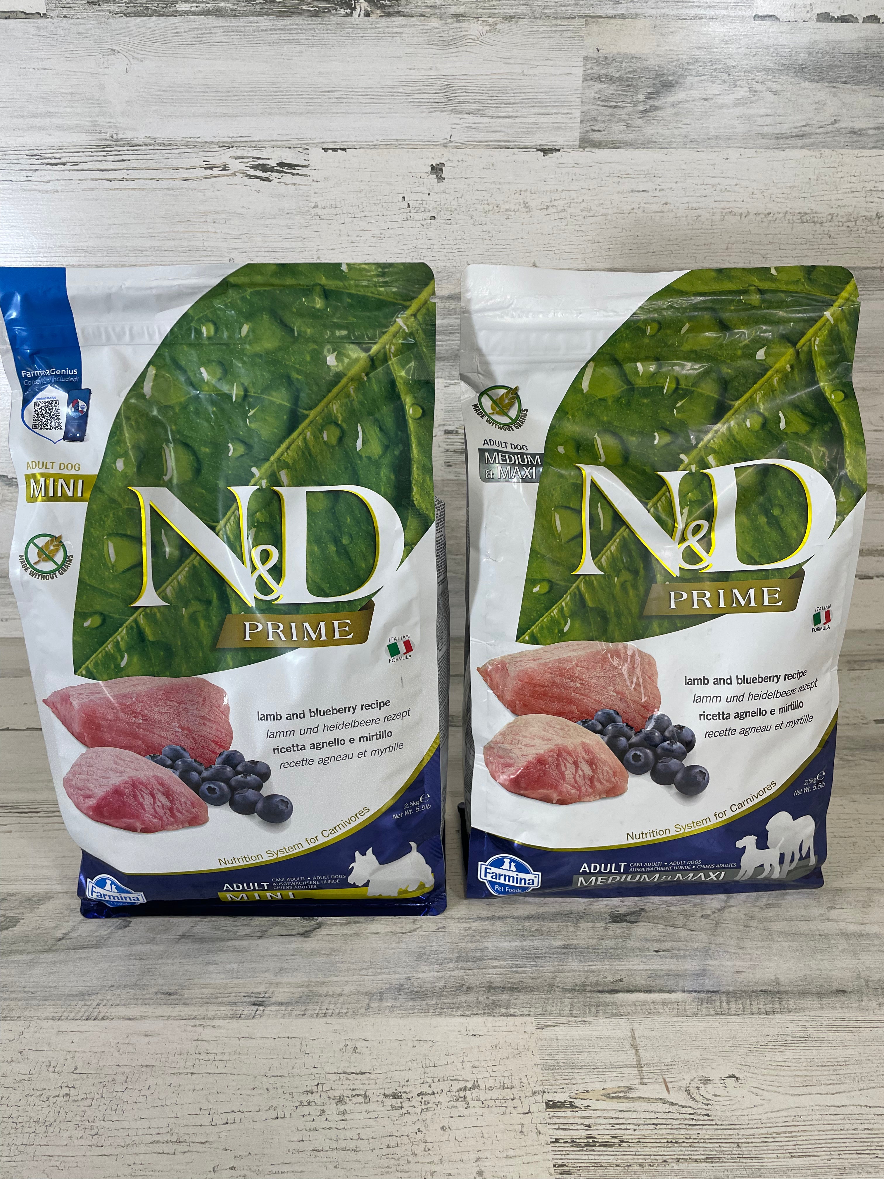 N&D Farmina Prime Lamb and Blueberry Dry Dog Food - Grain-Free, High Protein, Natural Ingredients for Adult Dogs - Perfect for Active Pets & Sensitive Stomachs