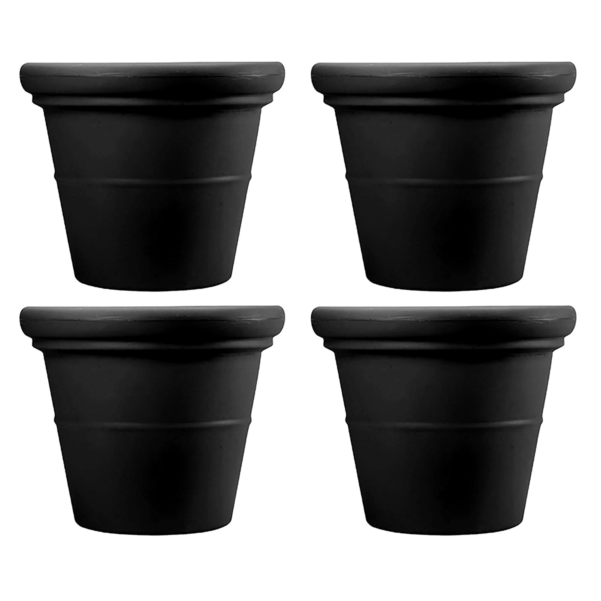 HC Companies 17 Inch Black Terrazzo Round Planter - Heavy Duty Indoor/Outdoor Flower Pot for Plants, Vegetables & Succulents (4 Pack) - Perfect for Patio, Garden, Balcony & Home Decor