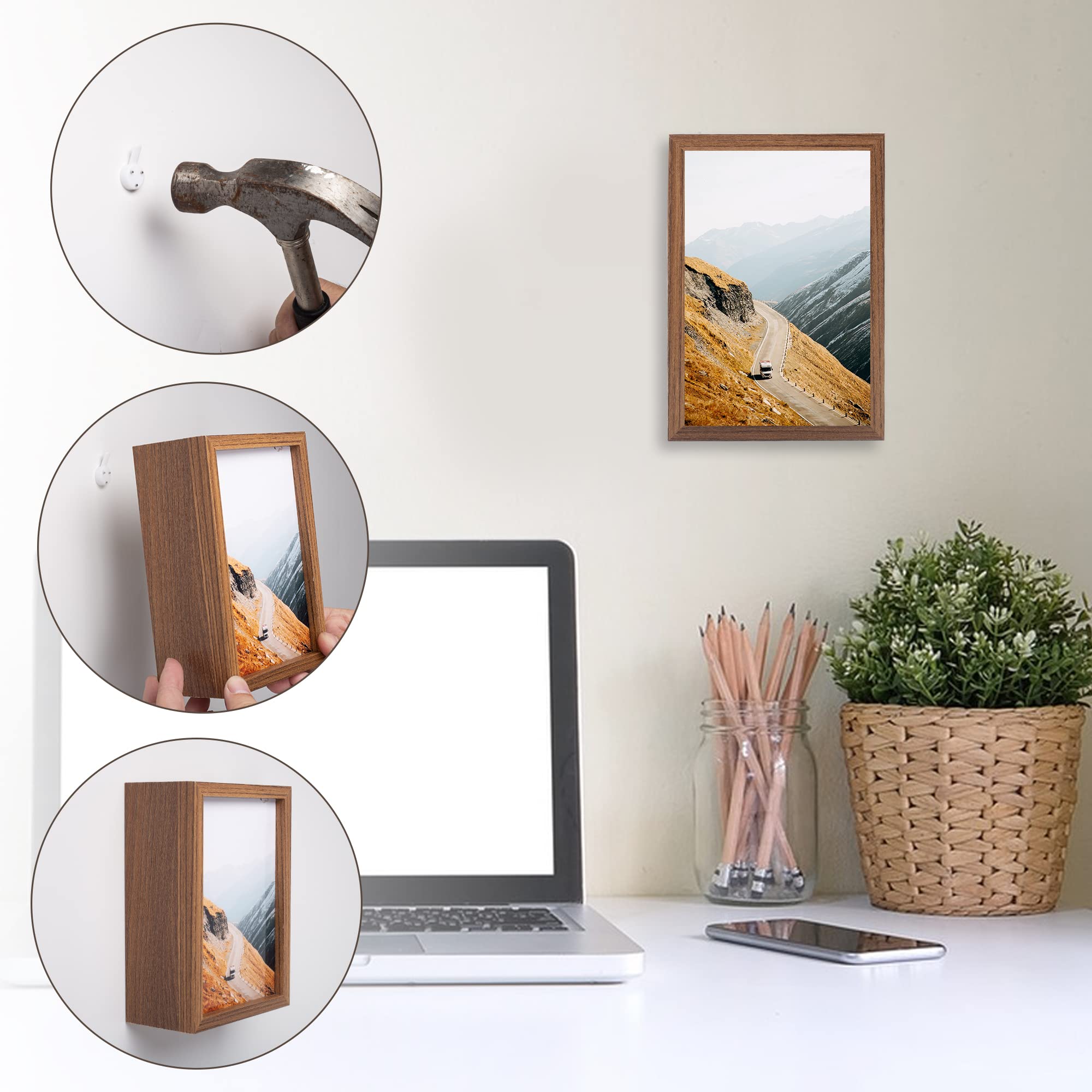Mini Diversion Safe Box with Hidden Secret Compartment - Walnut Photo Frame for Money & Valuables | Secure Home & Office Storage | Ideal for Cash, Jewelry & Important Documents