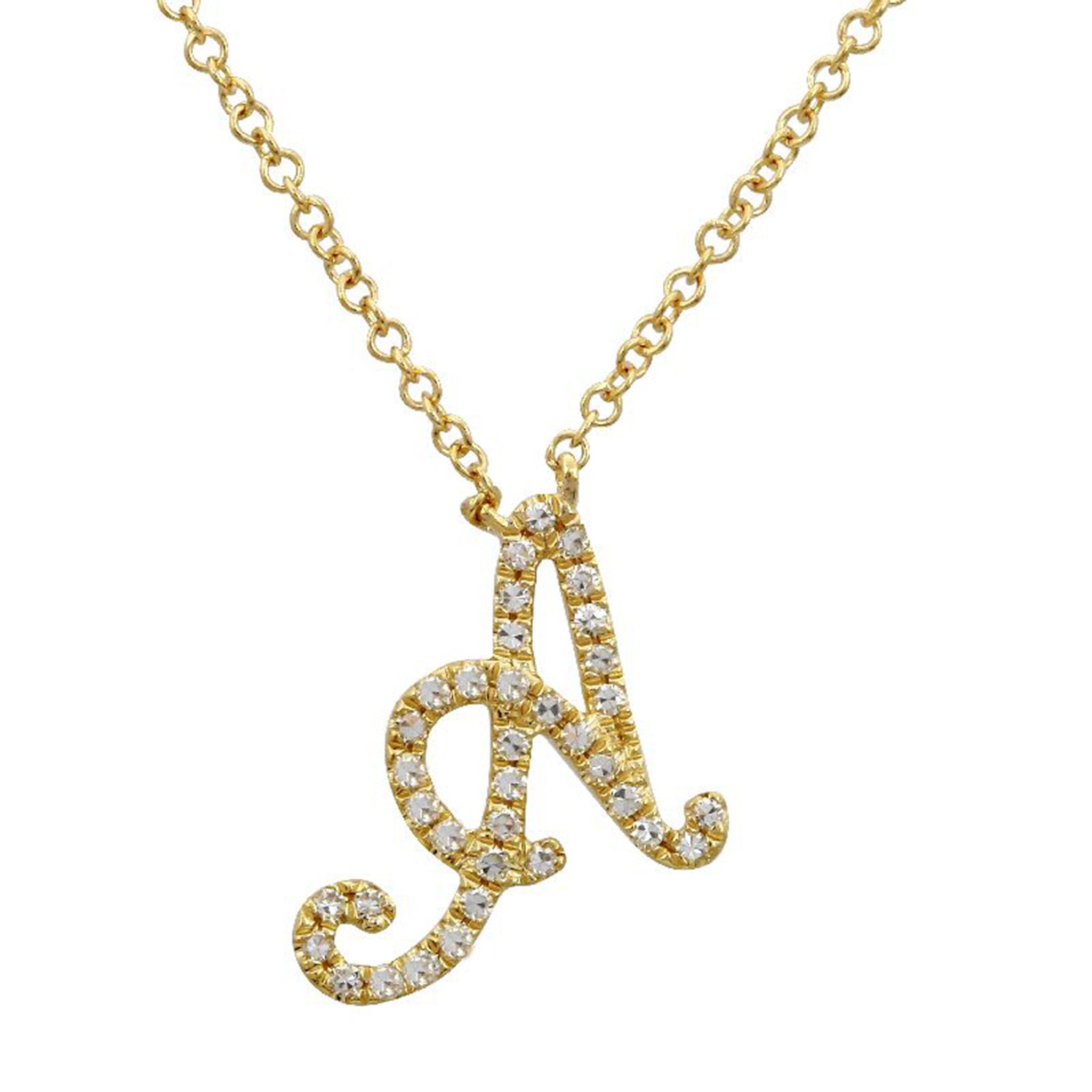 Diamond Pave Script Initial Necklace - Personalized A-Z Letter Pendant for Women | Perfect Gift for Birthday, Anniversary & Valentine's Day