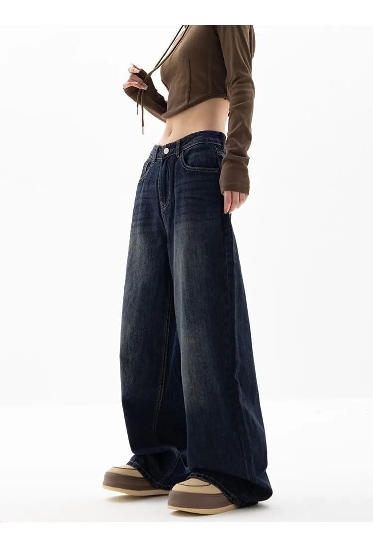 YELLOOP Y2K Women's Baggy Jeans - High Waisted Wide Leg Denim Pants for 2023 Fall Fashion | Perfect for Casual Outfits, Streetwear & Retro Style