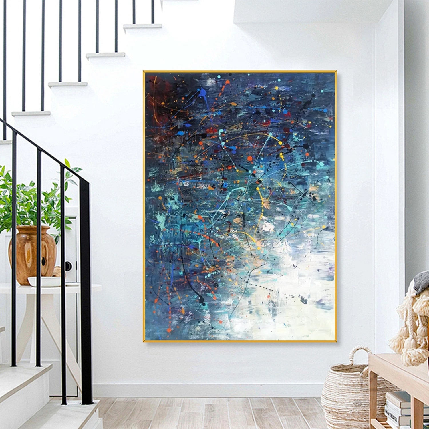 Custom Pollock Art Painting #JP014 - Unique Abstract Expressionist Wall Decor for Home & Office