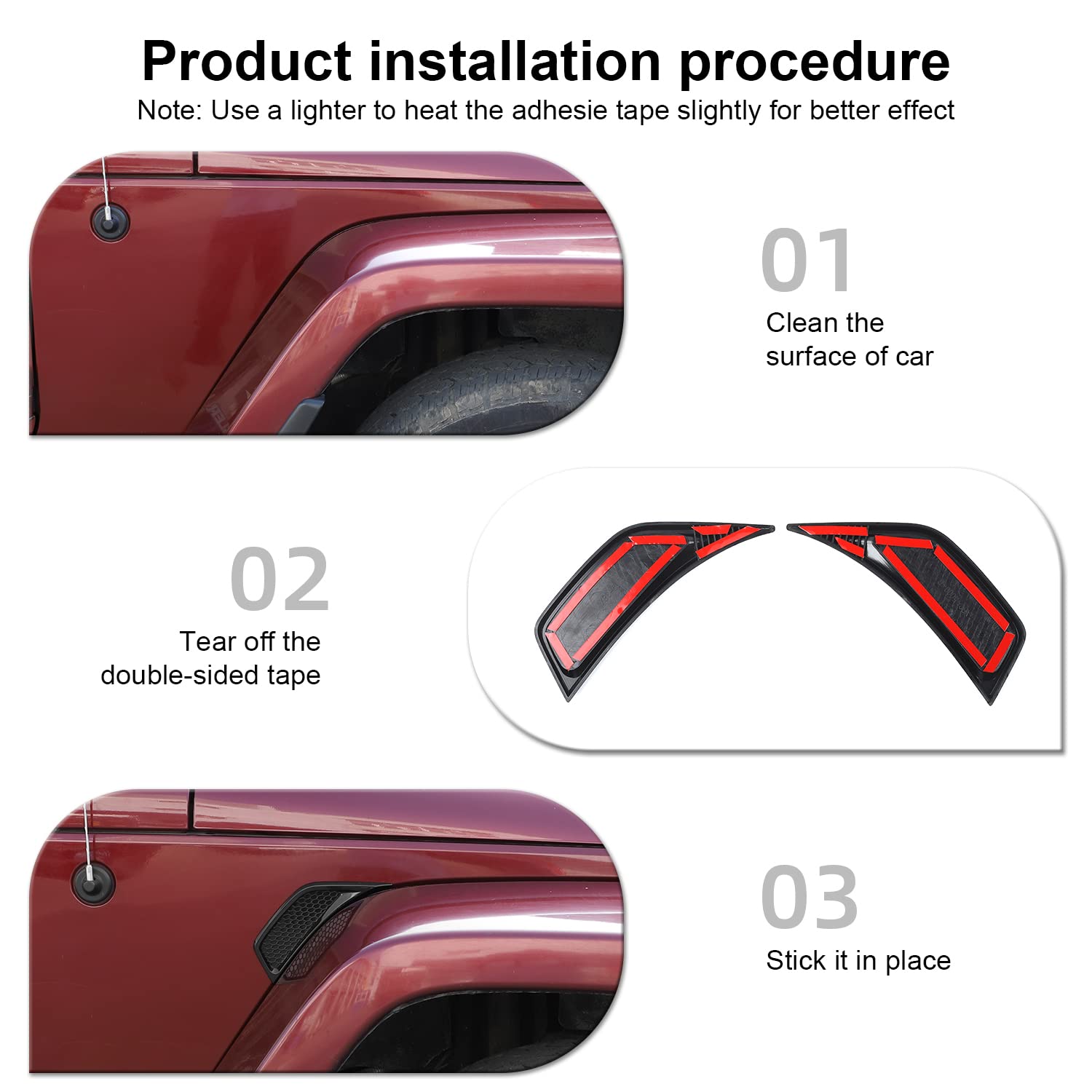 CheroCar Jeep JK Wheel Eyebrow & AC Vent Cover Trim for Jeep Wrangler JK 2007-2017 | Stylish Exterior Decoration & Protection for Off-Road Adventures