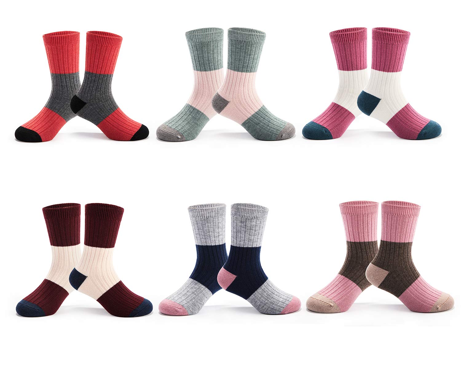 Warm Wool Thermal Crew Socks for Boys - 6 Pairs Kids Winter Socks for School, Outdoor Activities & Cold Weather Comfort