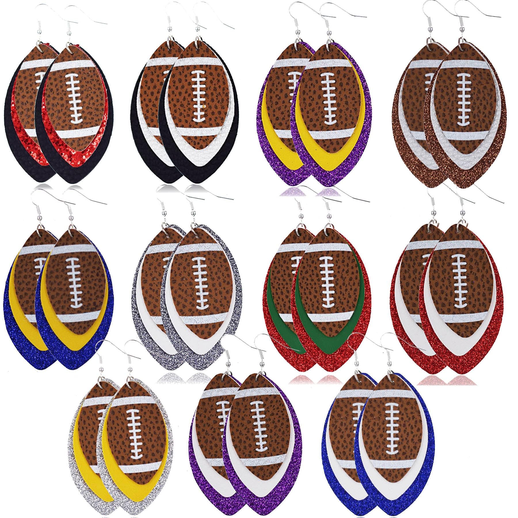 Stylish Football Stud Earrings for Women - Cute Beaded Sports Jewelry Gift for Female Athletes & Football Fans - Perfect for Game Day, Parties & Casual Wear