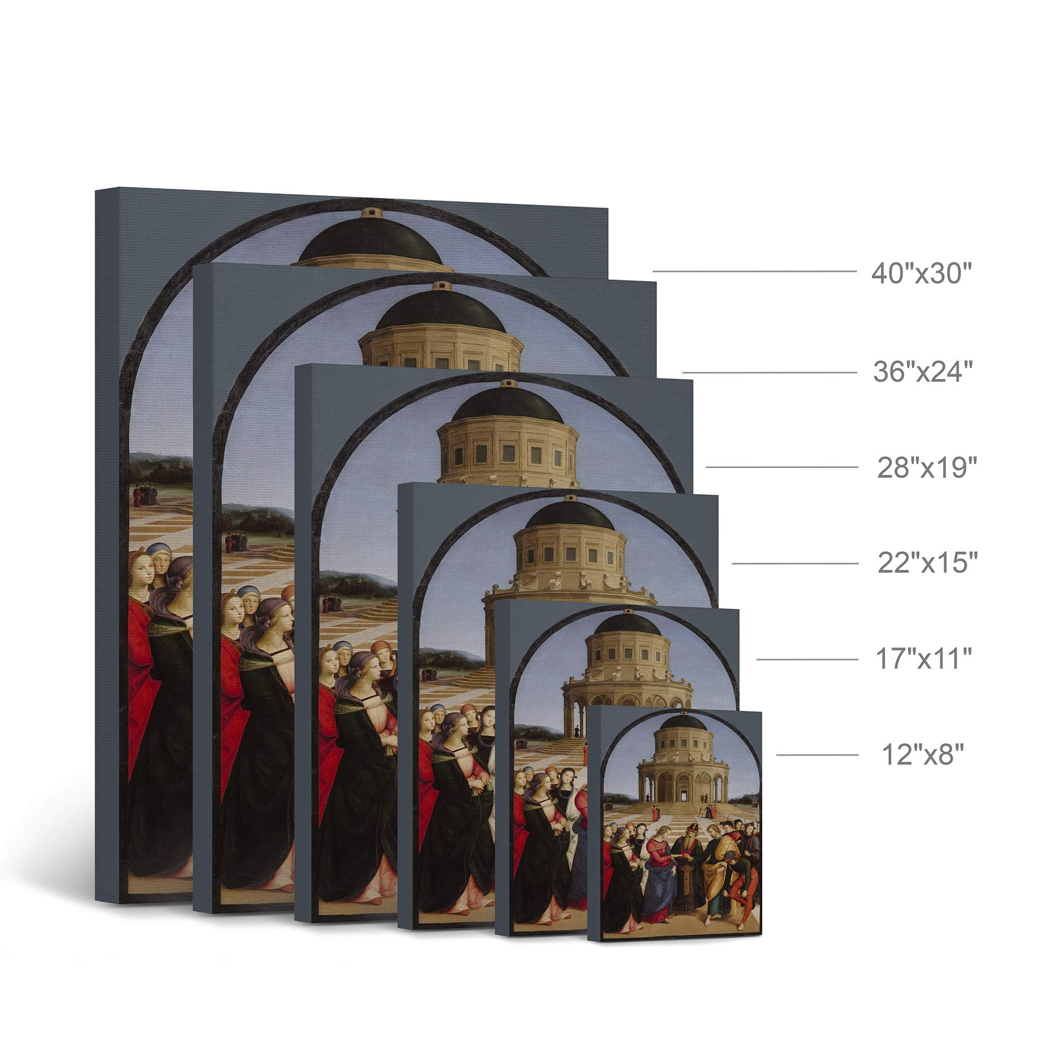 Raphael's The Marriage of the Virgin Canvas Print - Famous Renaissance Oil Painting Reproduction - 36x24 Inch Ready to Hang Wall Art - USA Made Home Decor for Living Room, Bedroom & Office