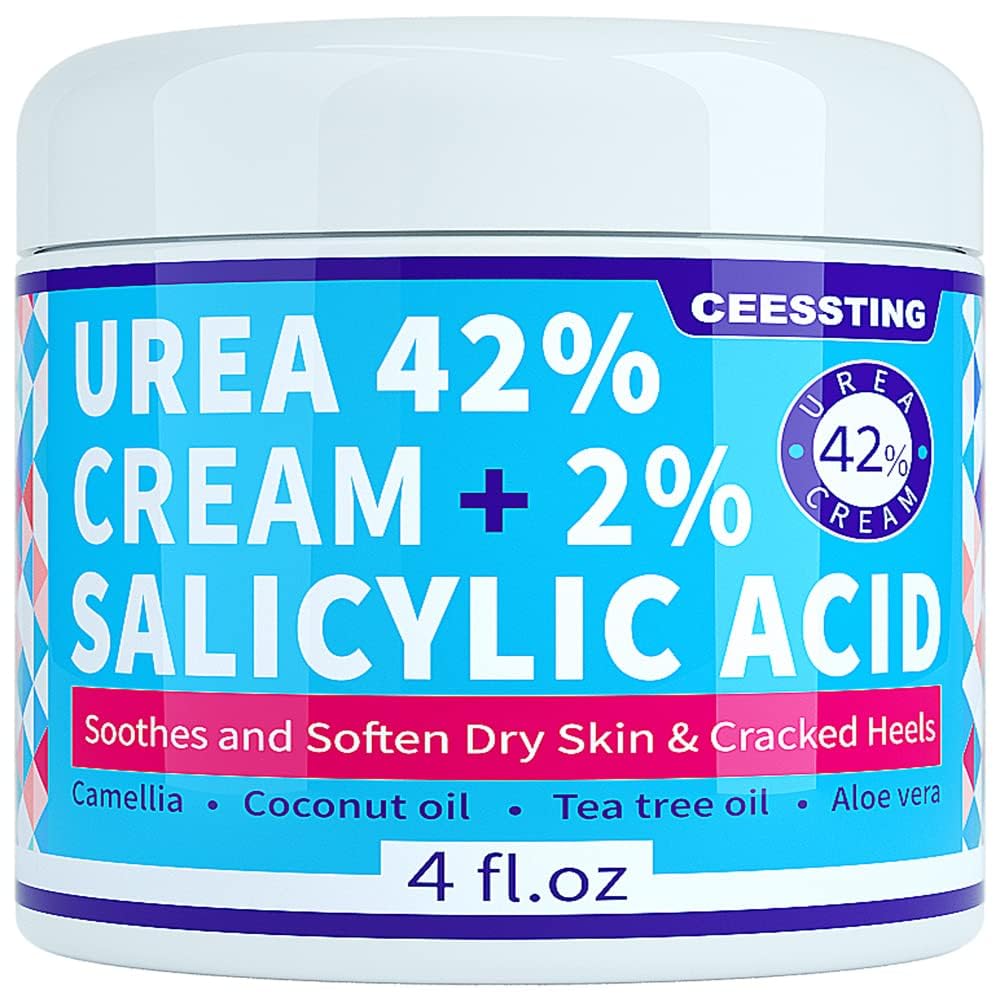 42% Urea Foot Cream with 2% Salicylic Acid & Hyaluronic Acid - Deep Moisturizing Treatment for Dry Cracked Feet, Hands, Heels, Elbows & Knees - 4 oz - Perfect for Callus Removal & Skin Repair at Home or Salon