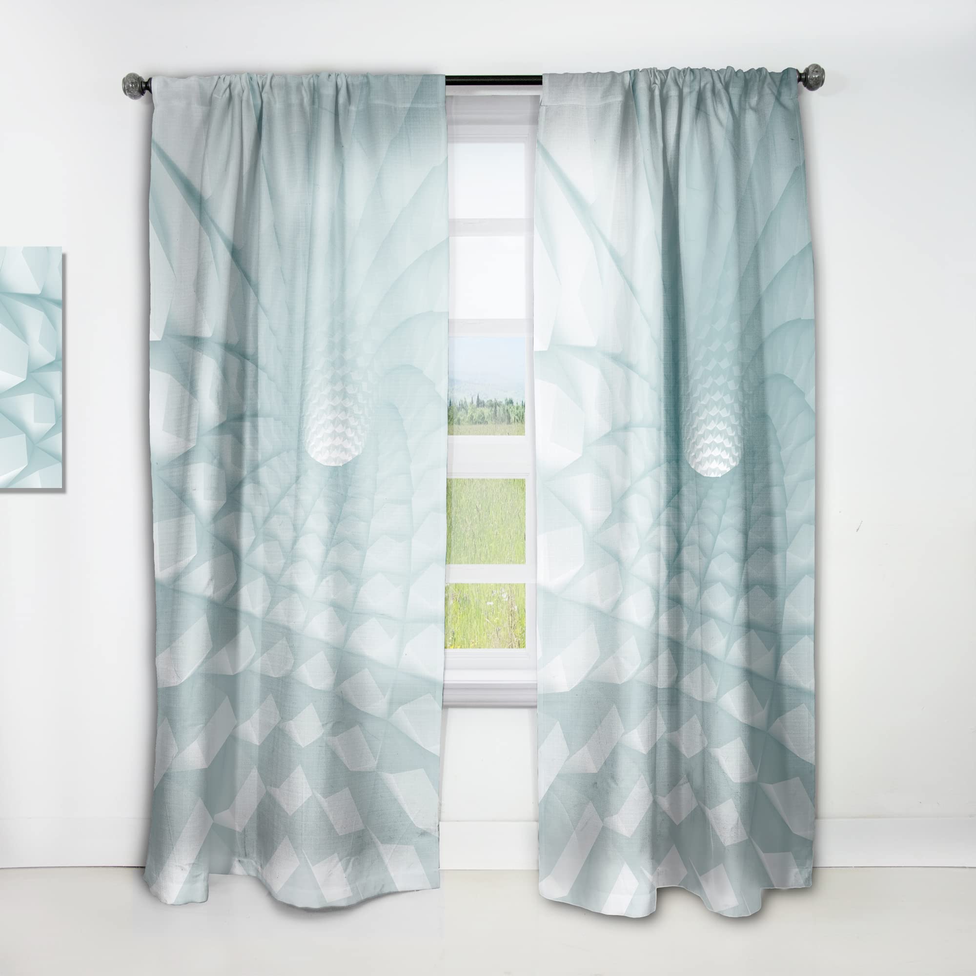 DesignQ 3D Light Blue Geometric Tunnel Blackout Curtains - Thermal Insulated Single Panel (52x108 inches) for Bedroom & Living Room - Modern Window Treatment for Home Decor & Light Control