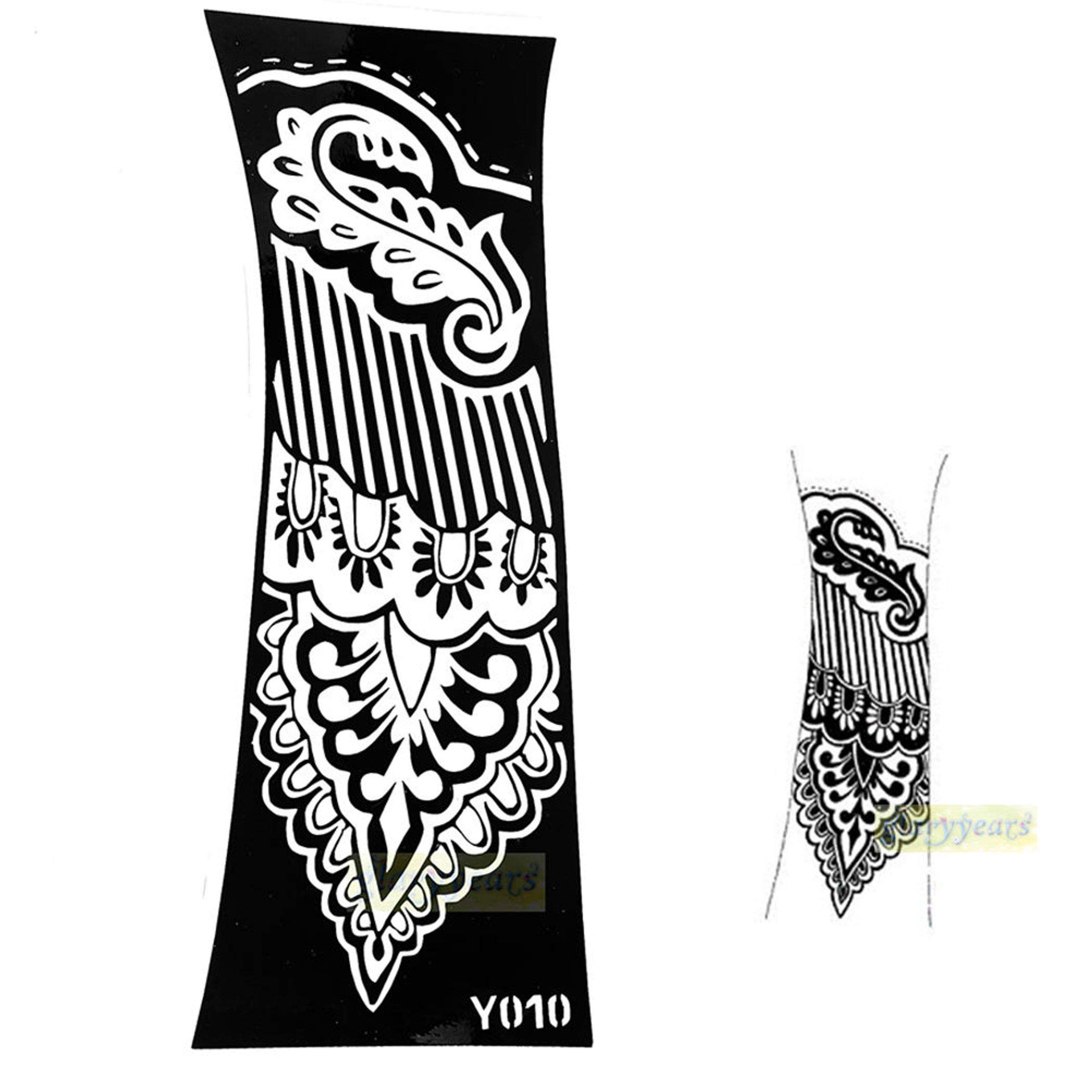 Ivana's Henna Stencils for Hand, Body, Finger & Face - Mehndi Tattoo Stickers for Women, Girls & Kids (Pack of 2) - NIV-338 | Perfect for Weddings, Festivals & DIY Body Art