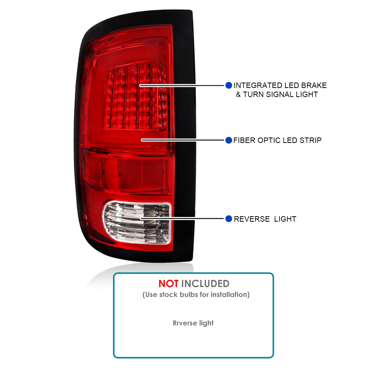 Spec-D Tuning Red LED Tail Lights with LED Light Bar for 2009-2018 Dodge Ram 1500 & 2010-2018 Ram 2500/3500 - Left & Right Pair Assembly - Enhanced Night Visibility & Style Upgrade for Pickup Trucks