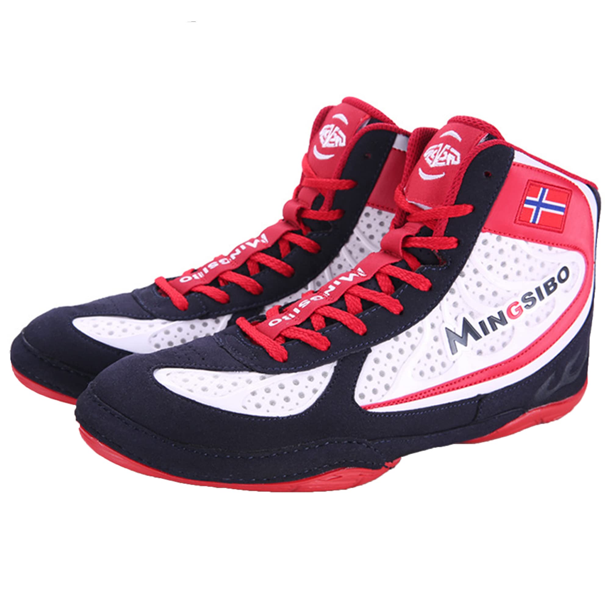 CHENPENG Men's High Top Wrestling Boxing Shoes - Non-Slip Weightlifting & MMA Training Shoes - Breathable Lightweight Combat Footwear (White, Size 9) for Gym, Martial Arts & CrossFit Workouts