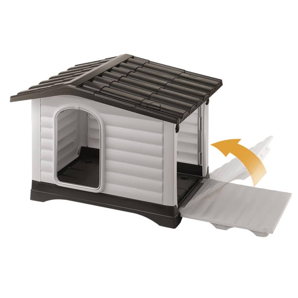 Ferplast DOGVILLA 90 Outdoor Dog House - Durable Thermoplastic Resin Kennel with Side Opening Panel - Perfect for Backyard, Patio & Garden Use
