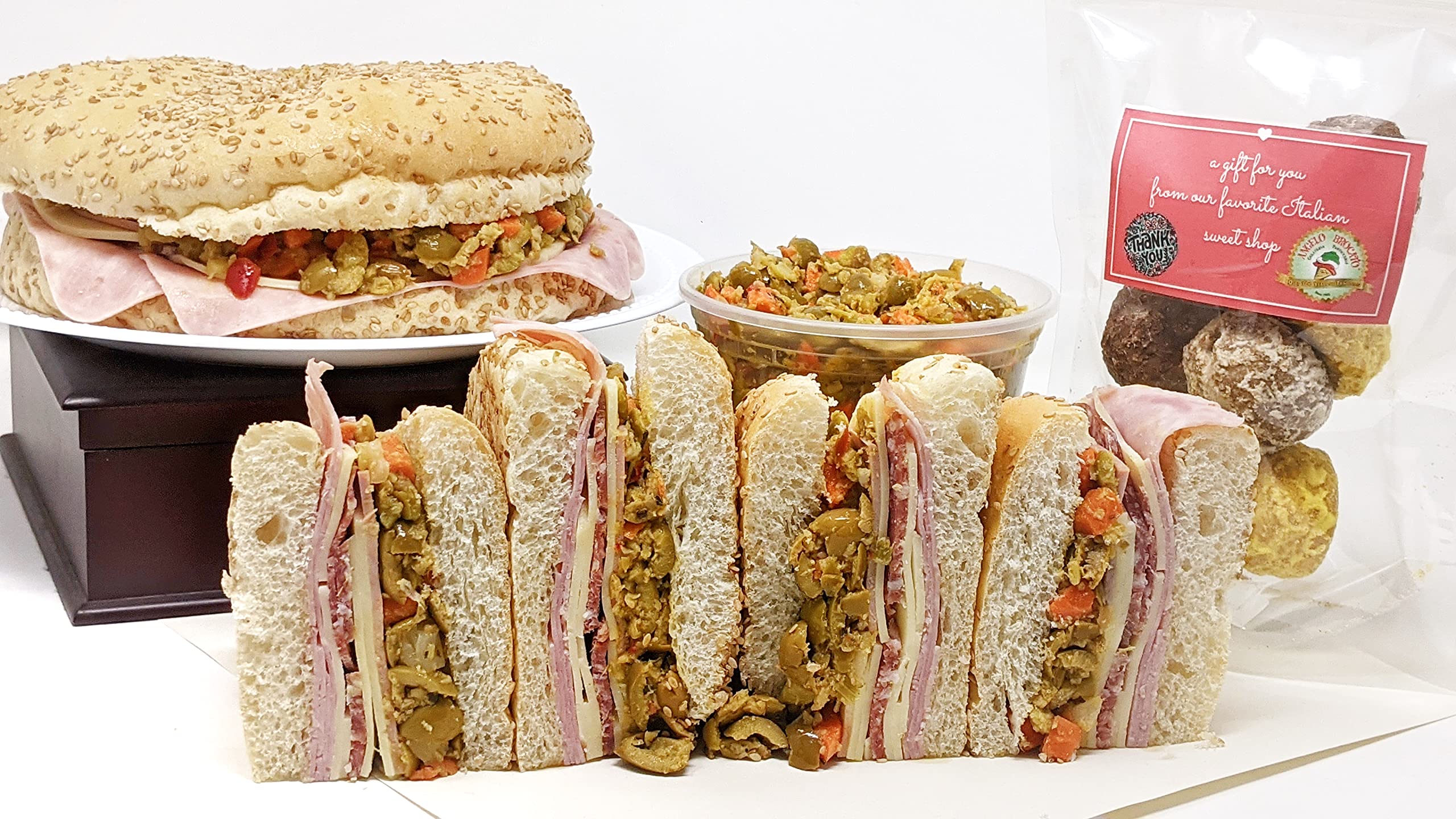 Authentic New Orleans Muffuletta Olive Salad Sandwich - Progress Grocery (8 Inch, 2 Pack) | Perfect for Picnics, Parties & Quick Lunches