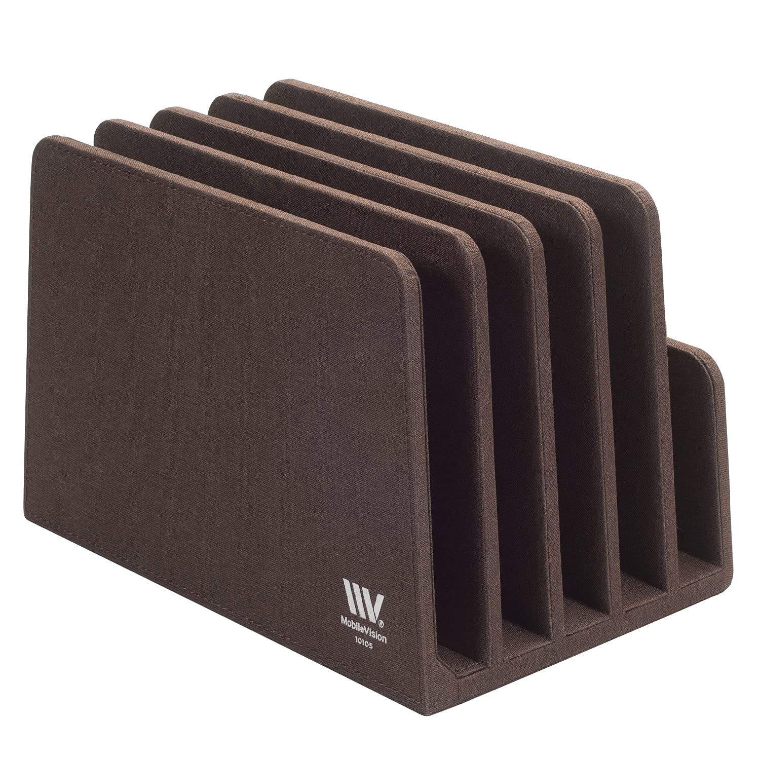Premium Multi Device Stand & Organizer for Smartphones, Tablets & Laptops - 5 Slots, Dark Brown - Perfect for Home Office, Desk Organization & Workspace Efficiency