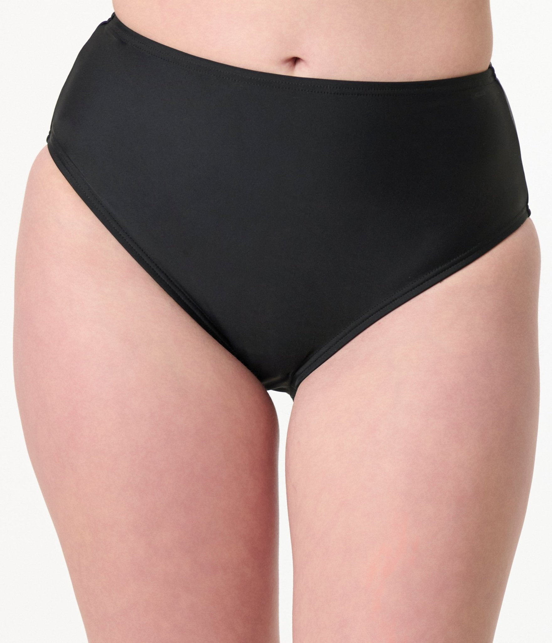 Vintage Black Daphne High Waisted Swim Bottoms for Women - Retro Bathing Suit Bottoms for Beach, Pool & Vacation