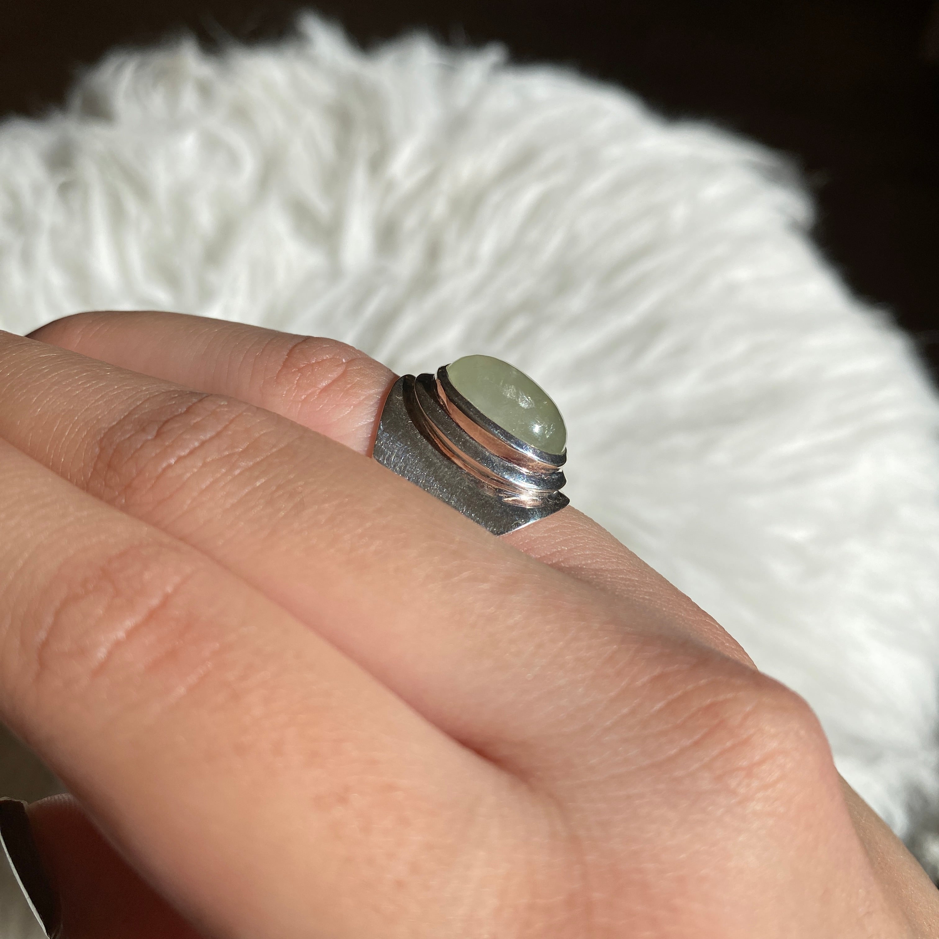 Prehnite Wide Band Ring R3762 PR - Elegant Gemstone Jewelry for Women, Perfect for Weddings, Parties & Everyday Wear