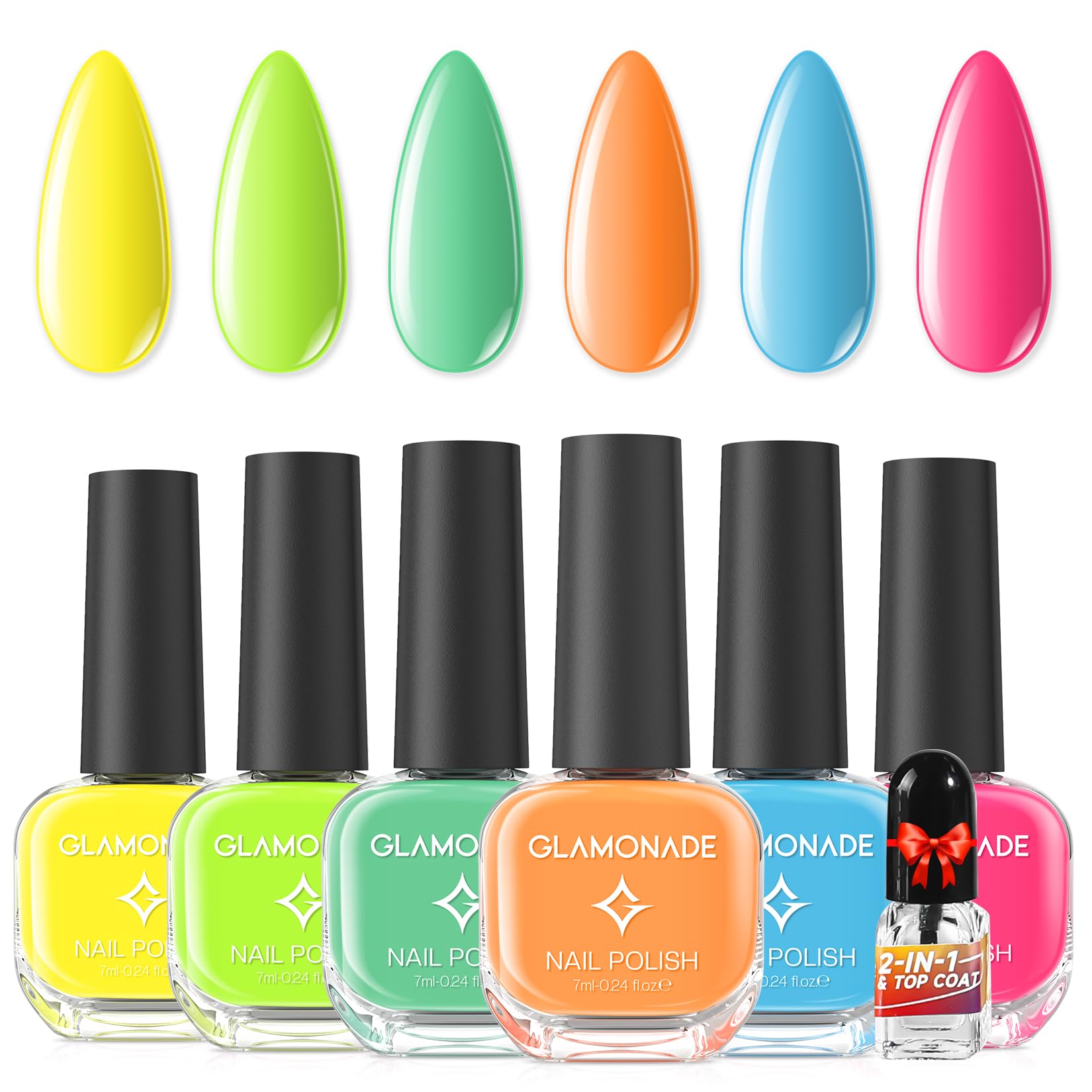 Quick Dry Rainbow Nail Polish Set - 12 Colors Mini Nail Polish Kit with Top Coat, Base Coat & Glossy Finish | Perfect Gift for Women & Girls | Home, Party, Salon & DIY Manicure Use