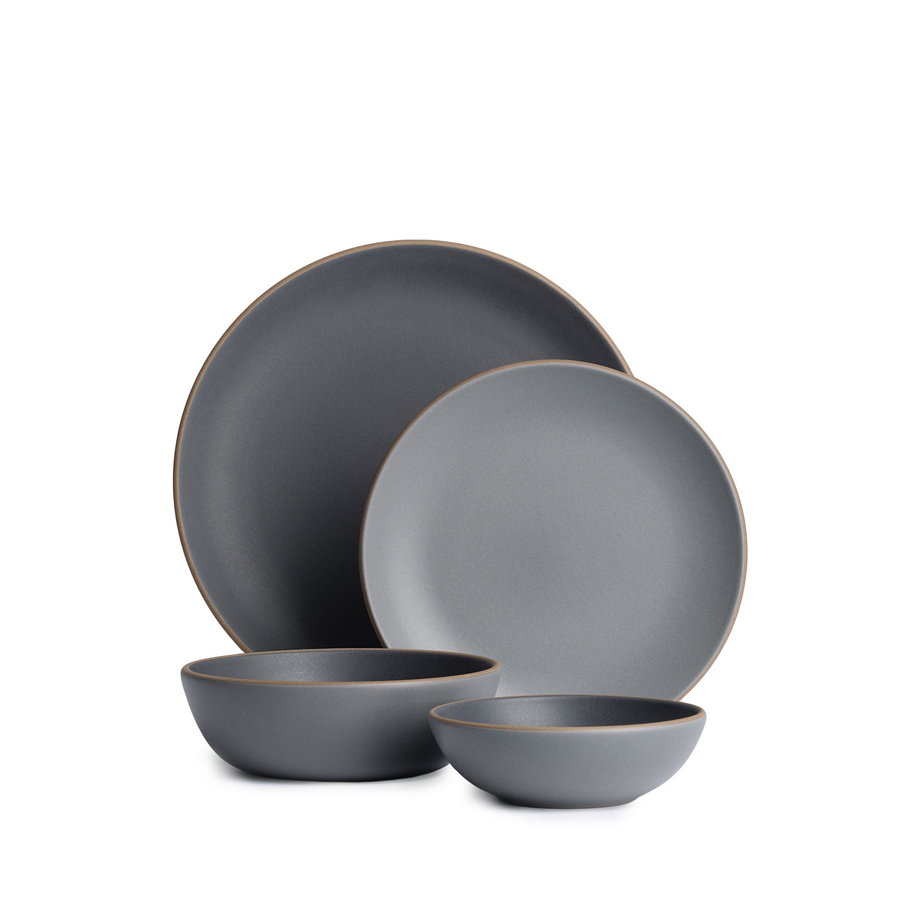 Indigo Slate 4-Piece Dinnerware Set - Elegant Stoneware Plates & Bowls for Everyday Dining, Dinner Parties & Home Decor