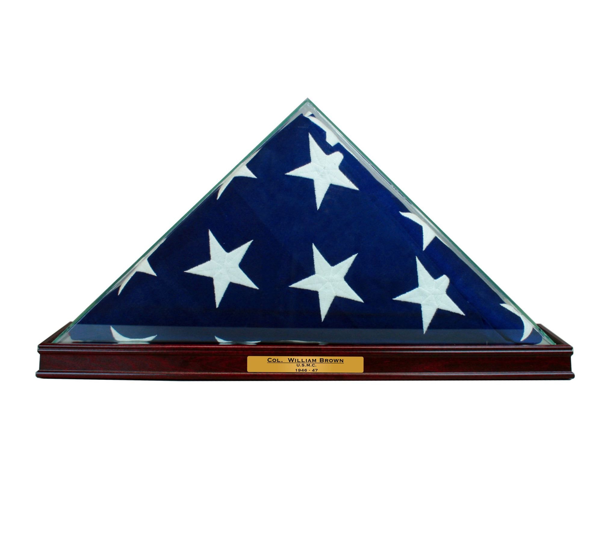 Premium Cherry Wood Glass Flag Display Case for 9.5' x 5' American Flags - Custom Engraving Available - Perfect for Military Memorials, Home Decor & Patriotic Displays