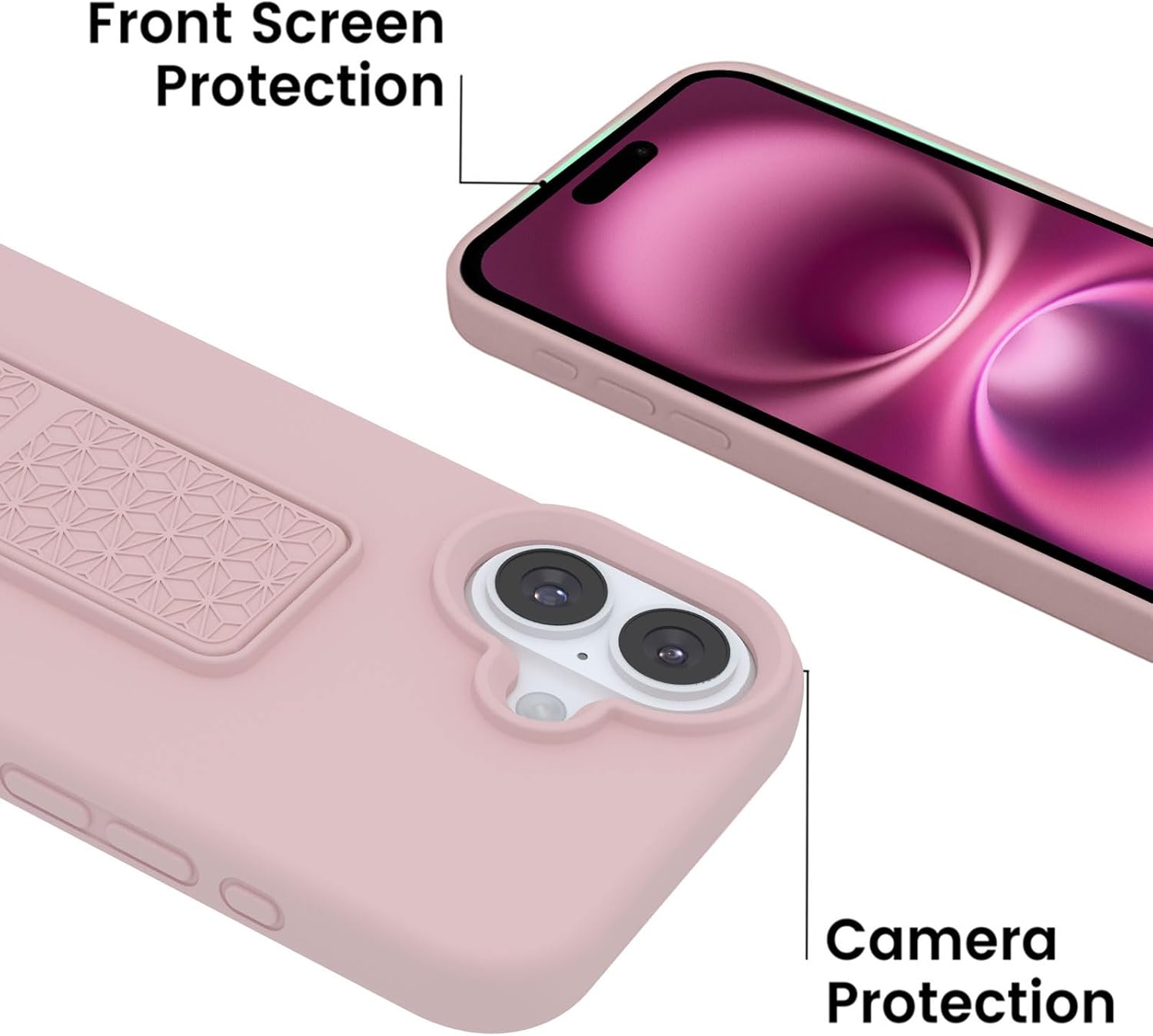 Shockproof iPhone 16 Case with Kickstand - Slim Flexible Liquid Silicone Protective Cover for iPhone 16 (2025 Model) | Perfect for Workouts, Travel & Everyday Protection