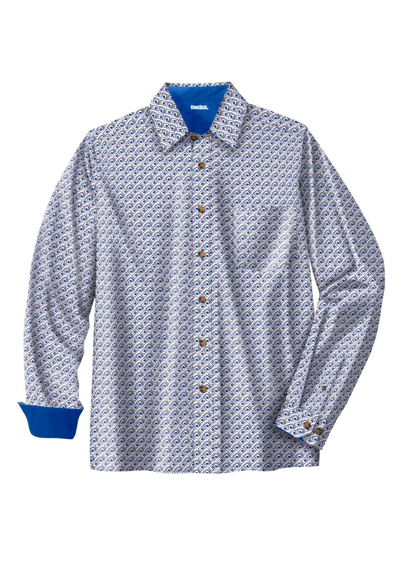 KingSize Men's Big & Tall No-Tuck Casual Shirt - Comfortable Long Sleeve Button Down for Work & Everyday Wear