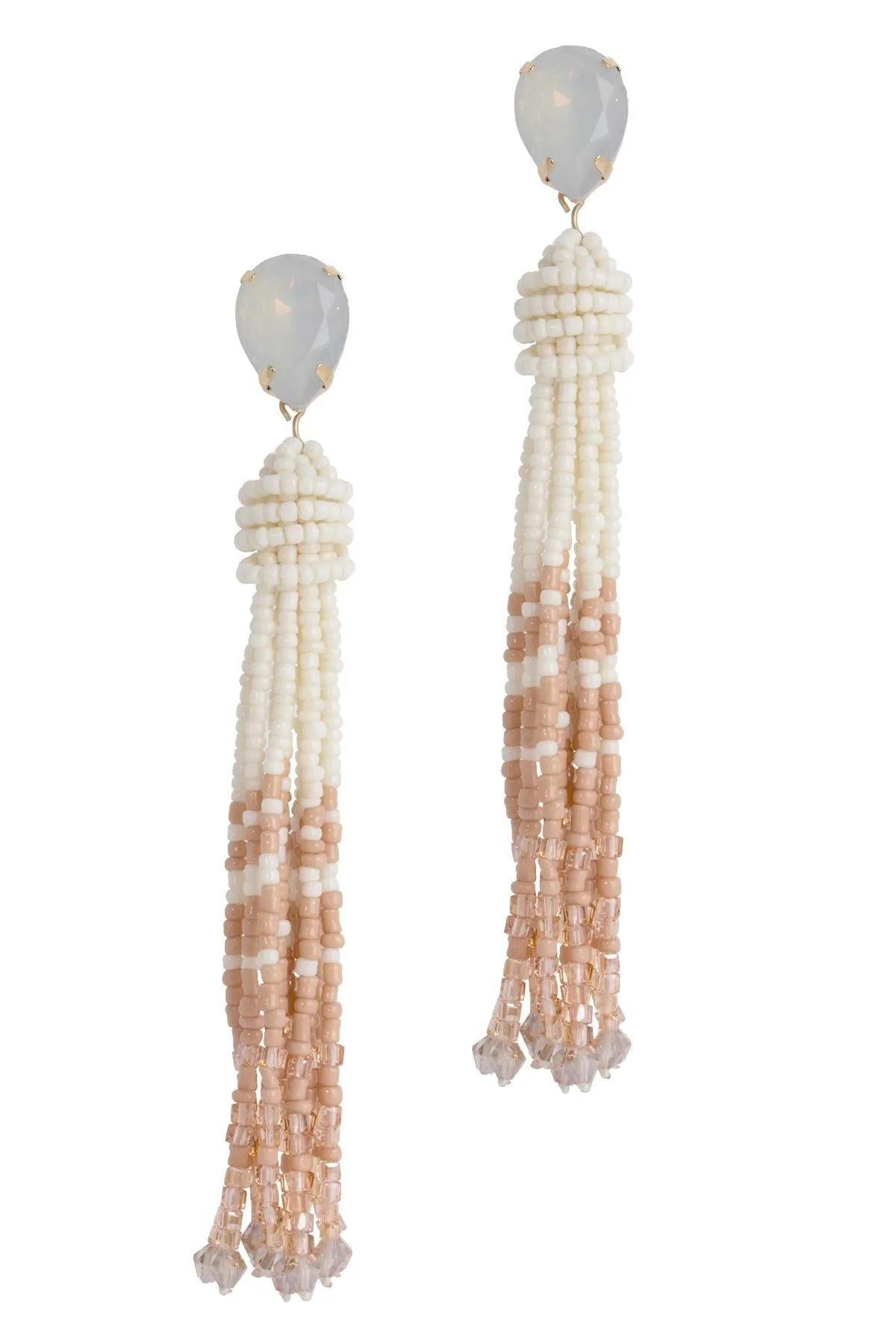 Elegant Tassel Beaded Statement Earrings for Women - Boho Chic Dangle Earrings for Party, Wedding & Special Occasions