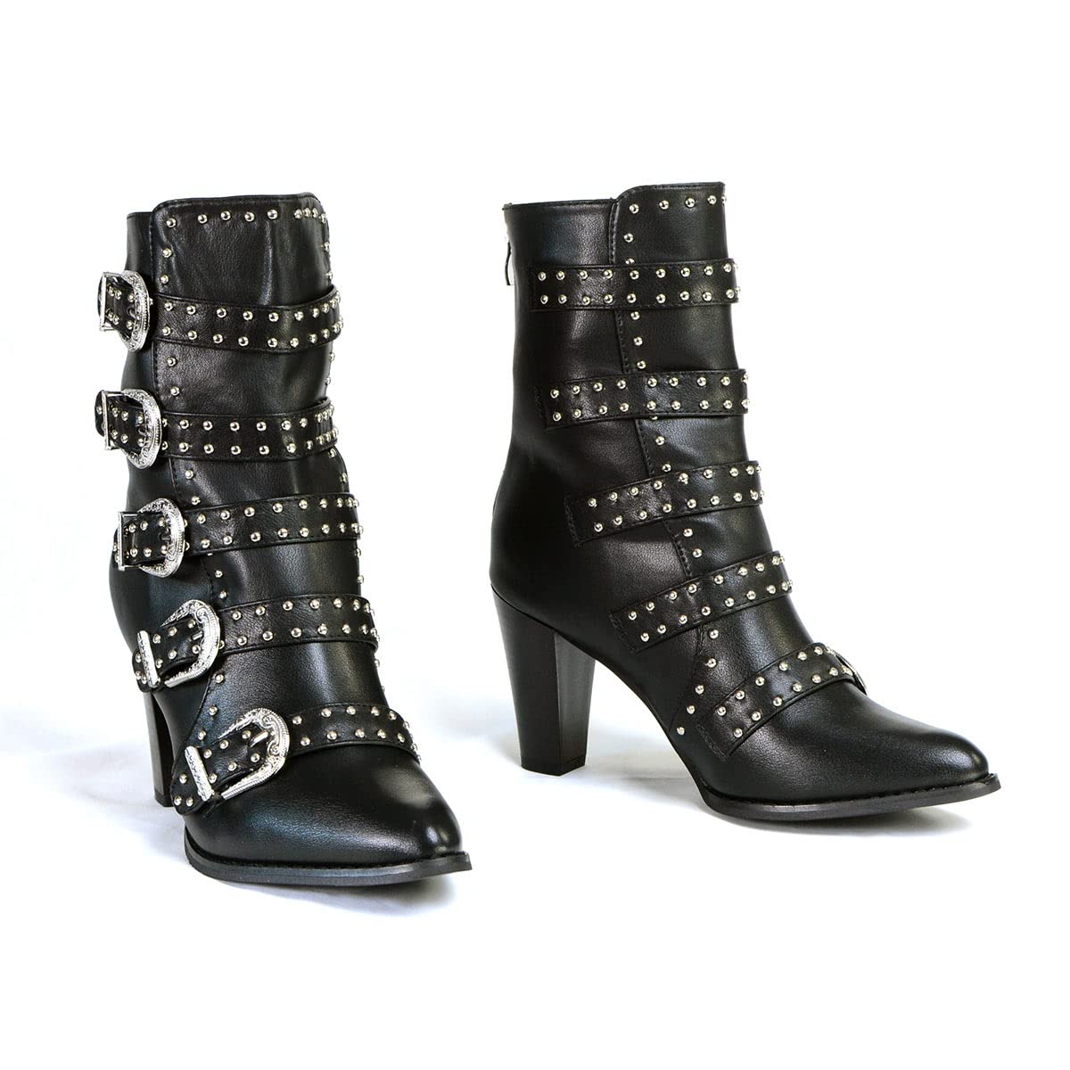 Milwaukee Leather MBL9428 Women's Black Studded Fashion Boots with Buckle Detail - Stylish Ankle Boots for Casual Outfits & Night Out