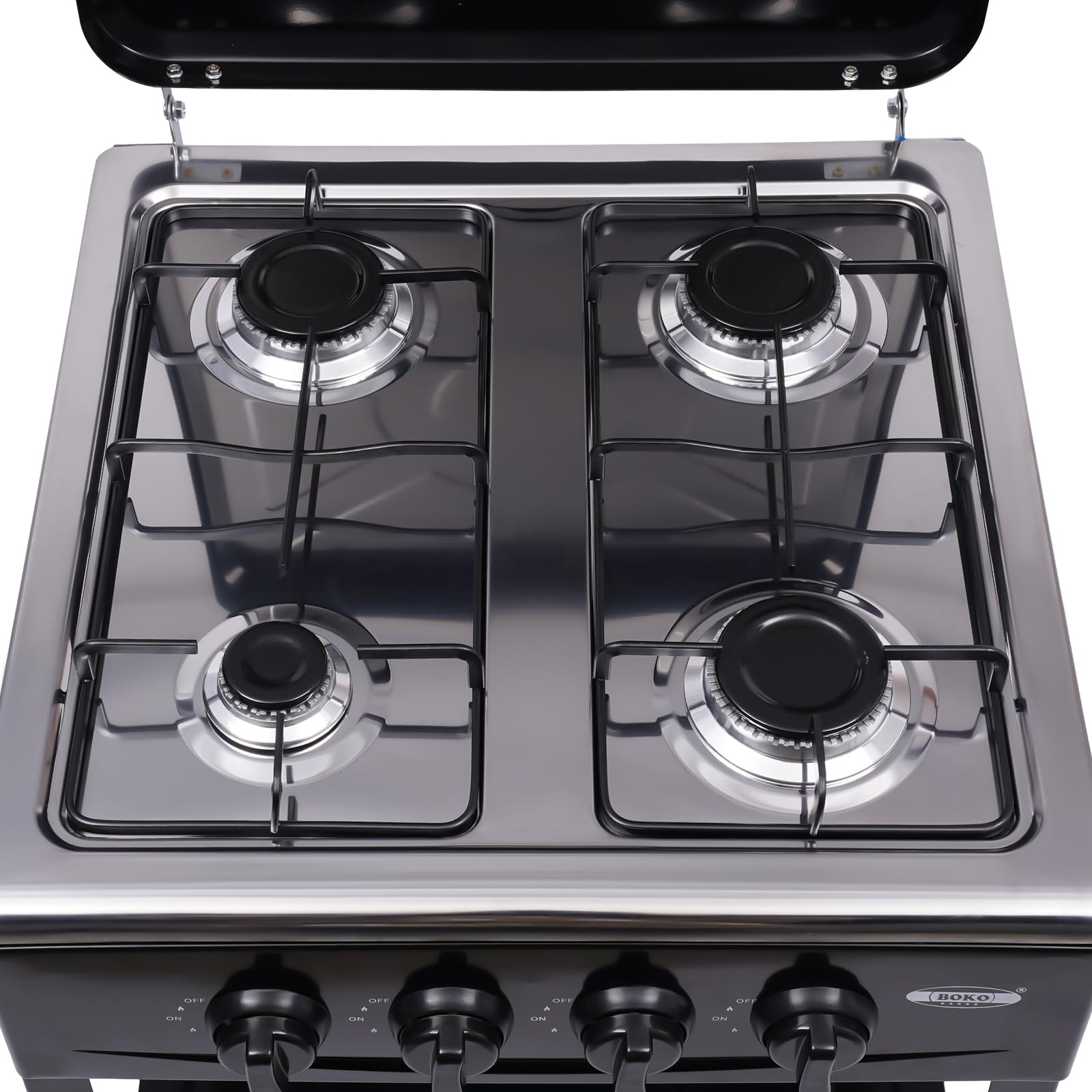 High-Powered 300,000 BTU 4-Burner Portable Propane Gas Stove for Outdoor Cooking - Camping, RV, BBQ, Picnics & Backyard Grilling with Windshield & 2-Tier Storage Rack (Black) - Perfect for Tailgating, Family Gatherings & Emergency Preparedness