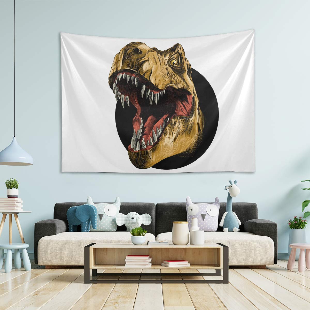 Dinosaur Head Large Wall Tapestry 80x60 Inch - Bohemian Room Decor for Bedroom, Dorm, Living Room | Unique Home Decoration & Wall Hanging Art | Perfect for Aesthetic Spaces, Teen Rooms & College Dorm Decor