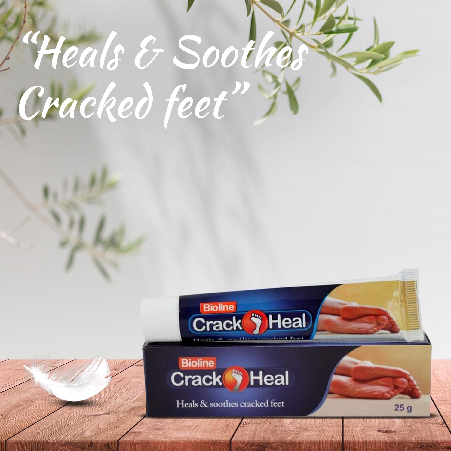 BIOLINE Crack Heal Foot Cream for Dry Skin & Cracked Heels - Moisturizing Treatment for Rough Feet - 25g Each (Pack of 3) - Perfect for Daily Foot Care, Cracked Heel Repair & Softening Dry Skin at Home or Travel