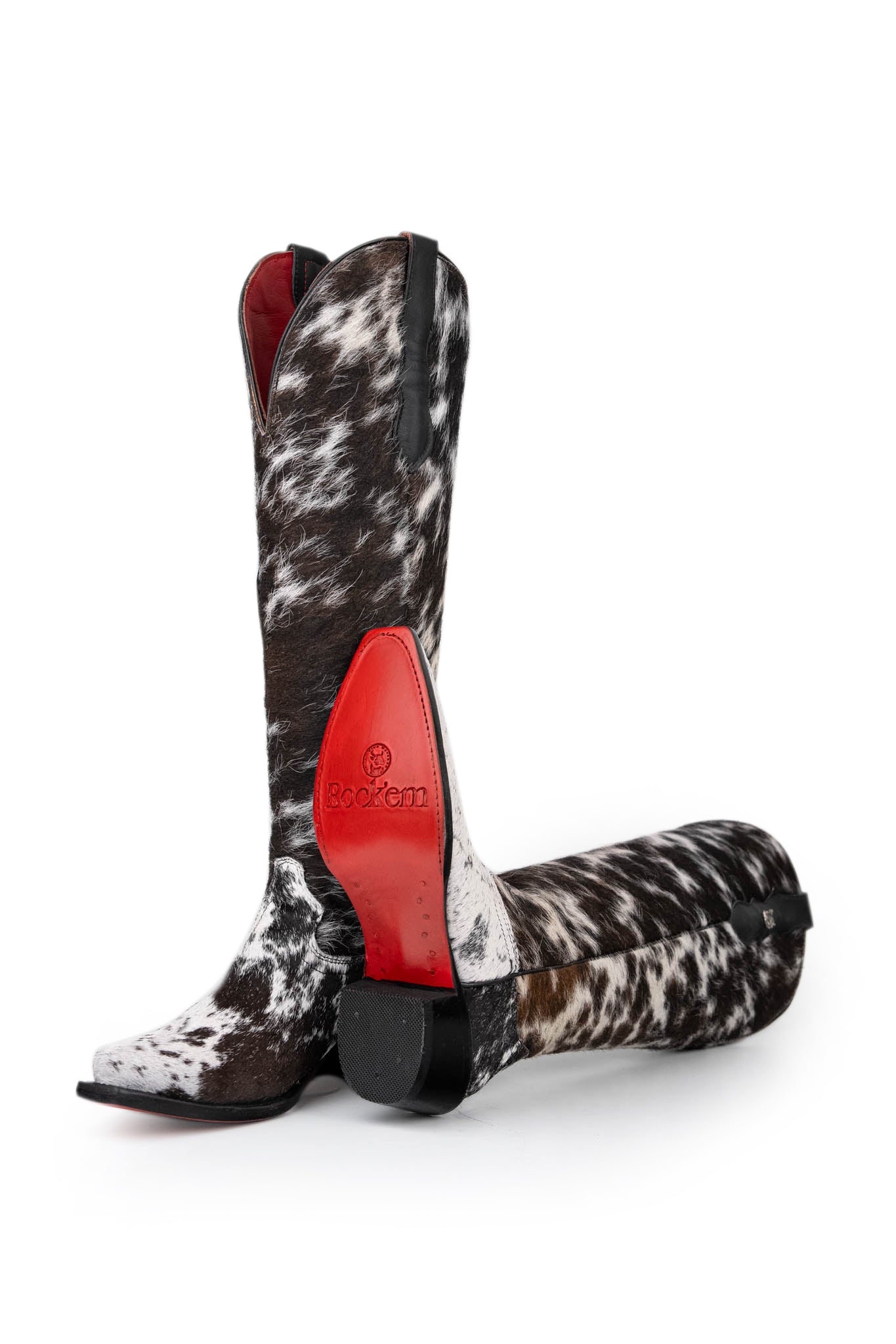 Women's Cowhide Red Bottom Snip Toe Cowgirl Boots - Size 6 - Western Style Riding Boots for Country Dancing, Rodeo & Fashion Outfits