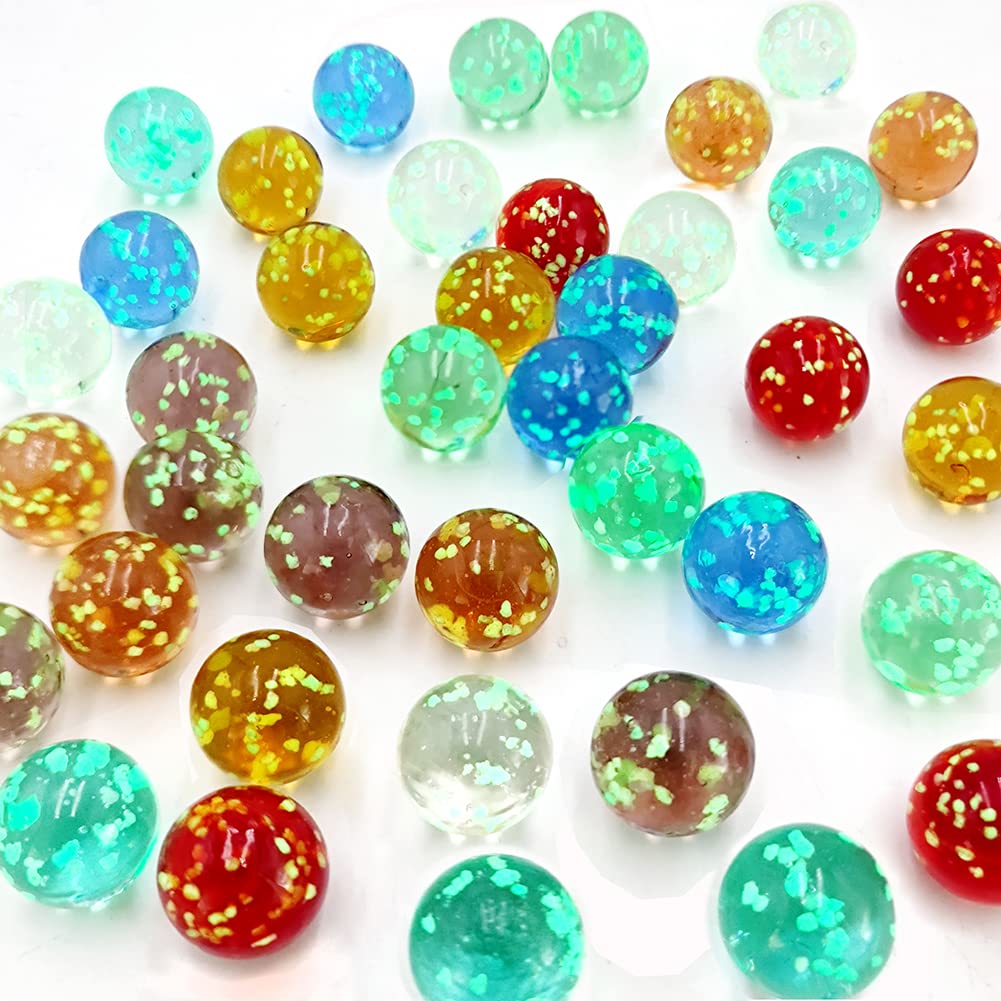 DSHMIXIA 40-Piece Glow in The Dark Glass Marbles Set for Kids Ages 4-8 - 16mm (0.63