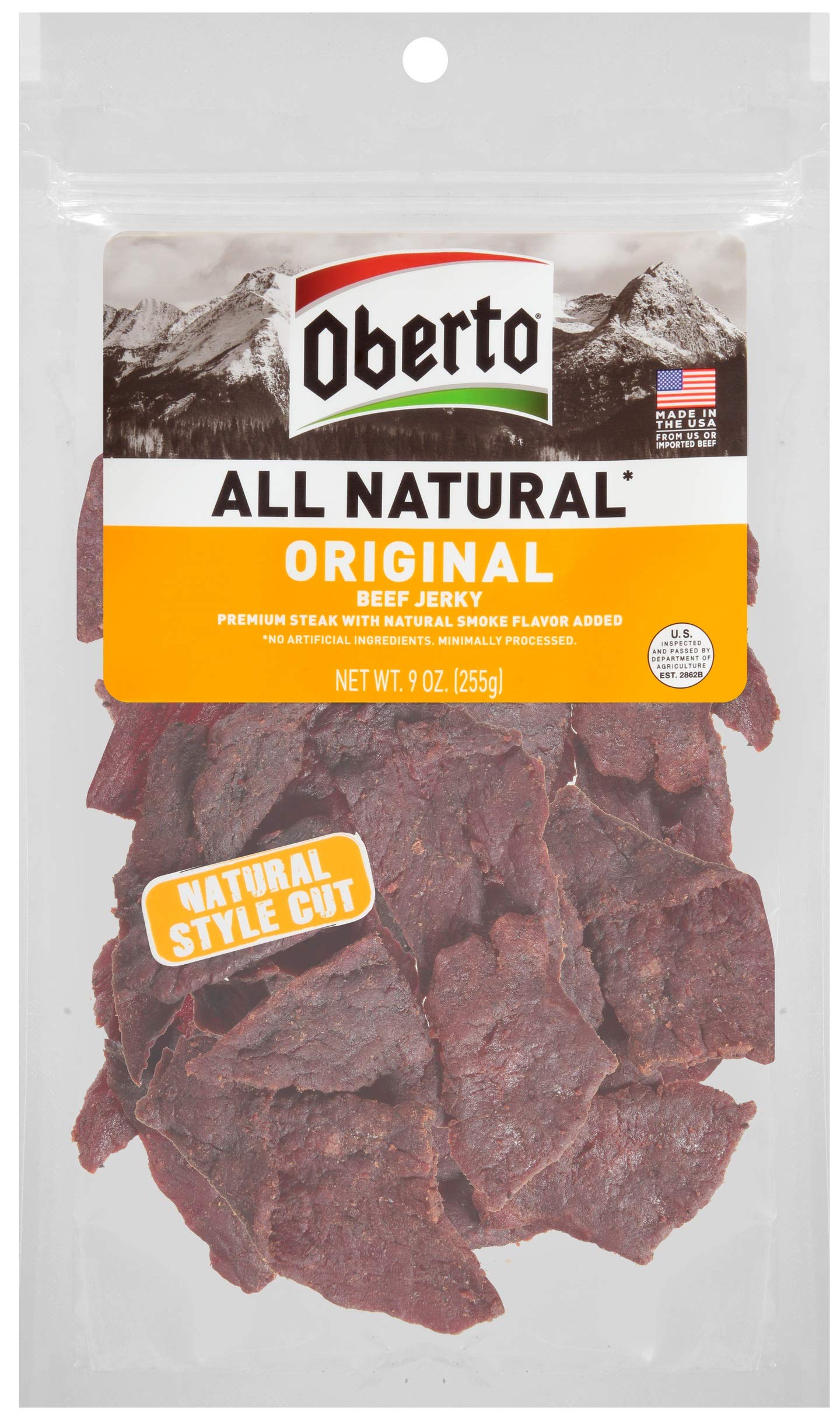 Oberto Original Beef Jerky - 9oz (6 Pack) | High Protein Snack for Hiking, Camping & Road Trips | Gluten-Free & Keto-Friendly Jerky